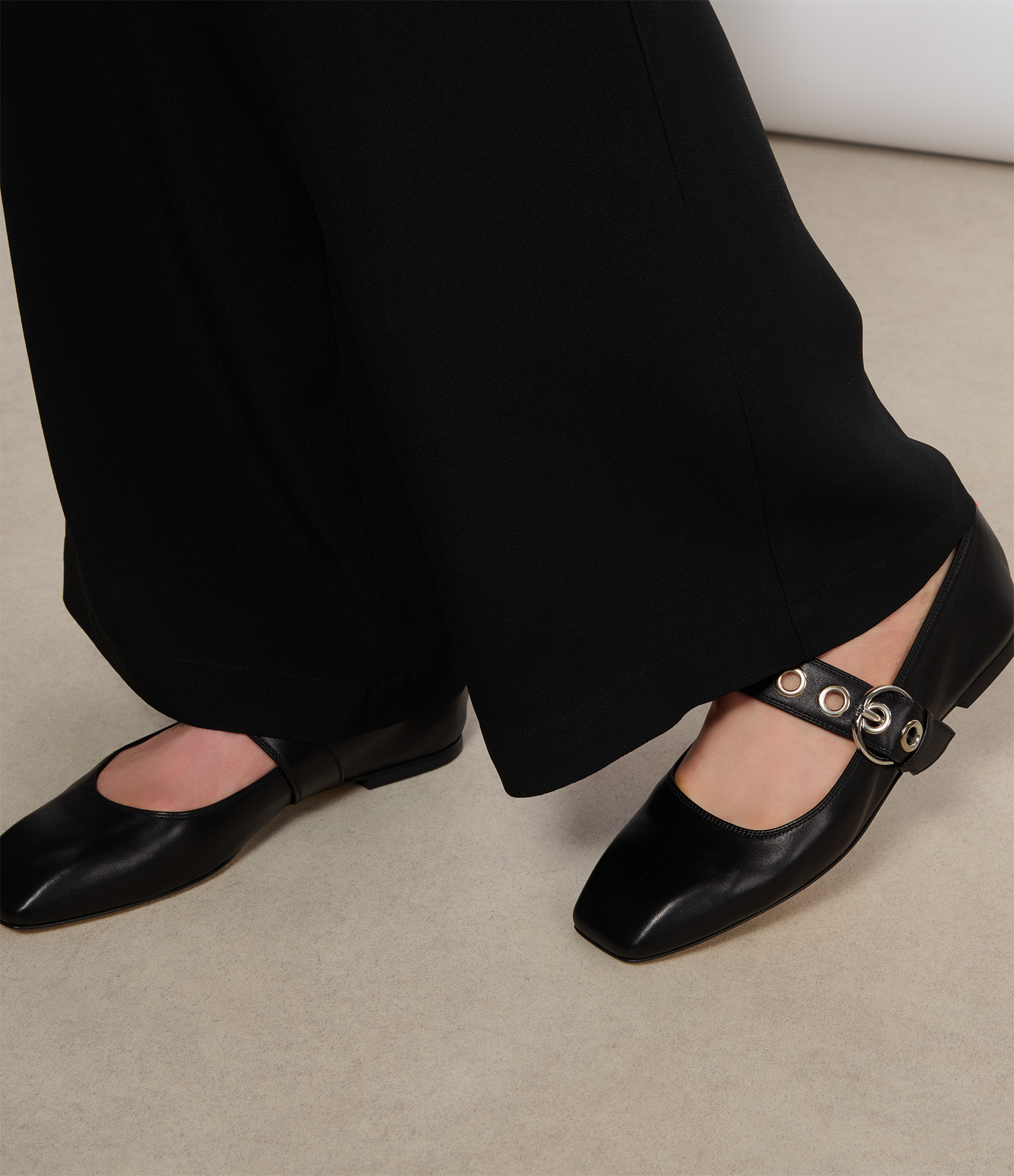 Uma Eyelet Black Ballet Flats