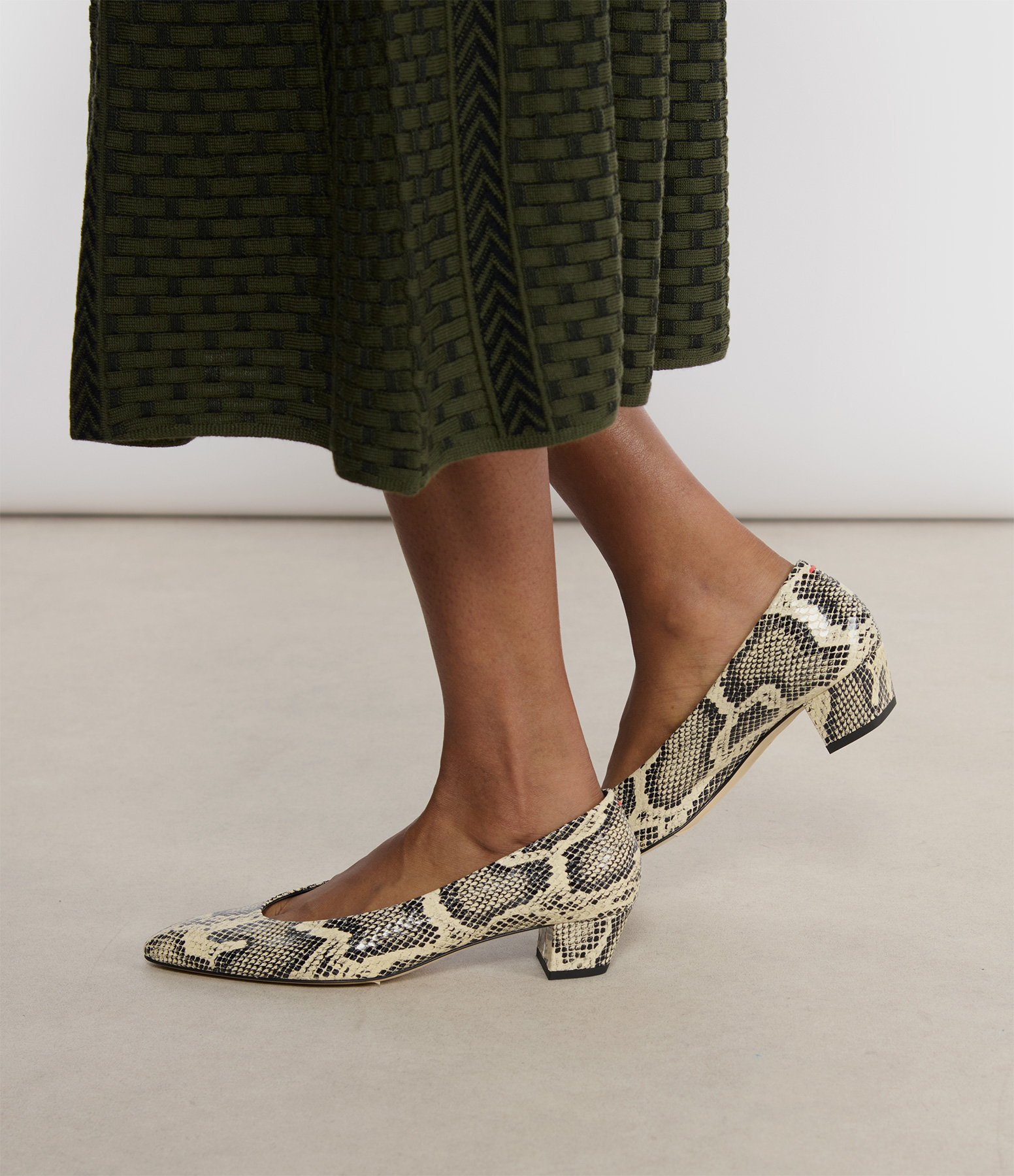 Helia Snake-Print Calf Leather Ballerinas in Cream