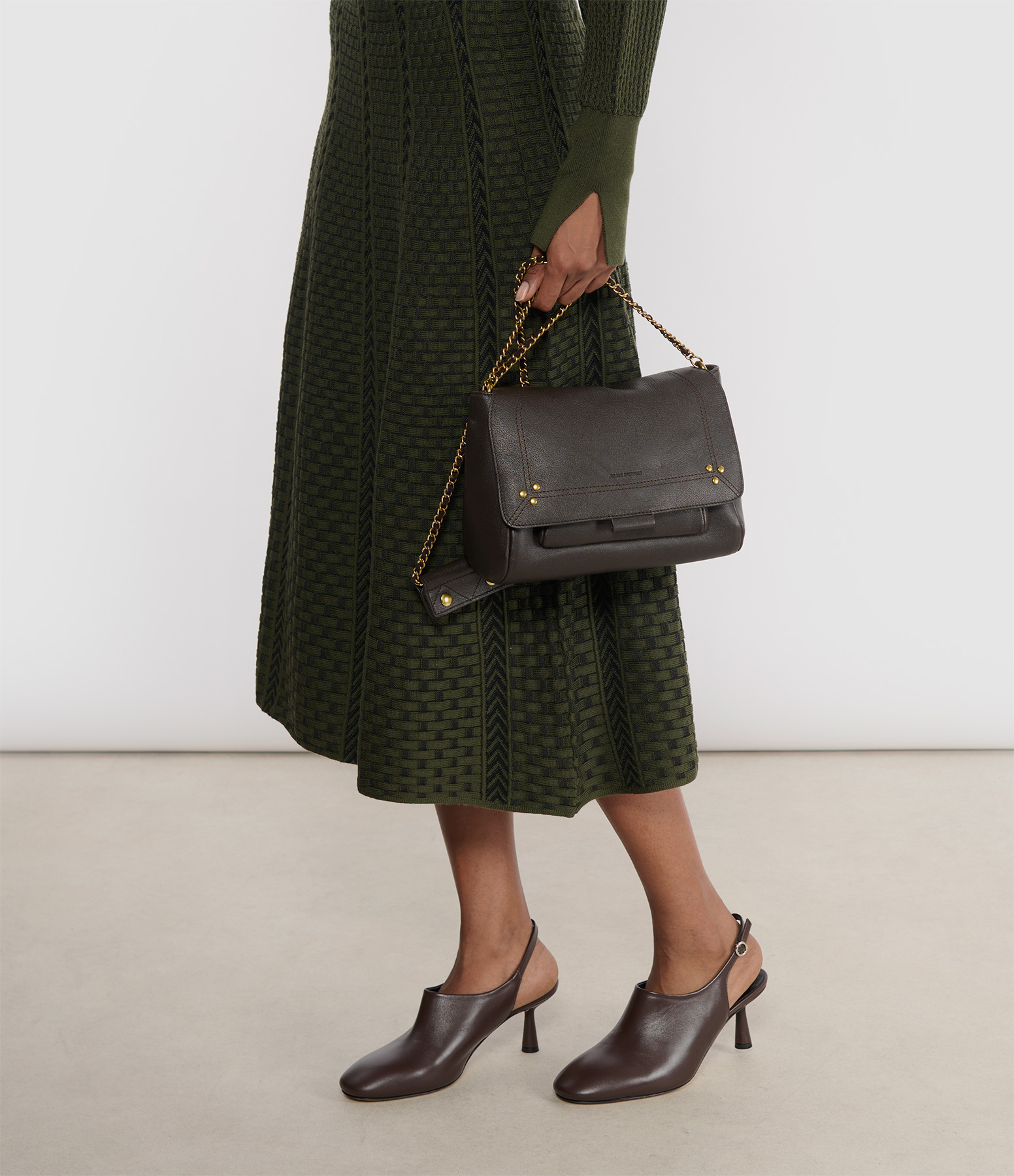 Malin Nappa Leather Moka Heeled Clogs