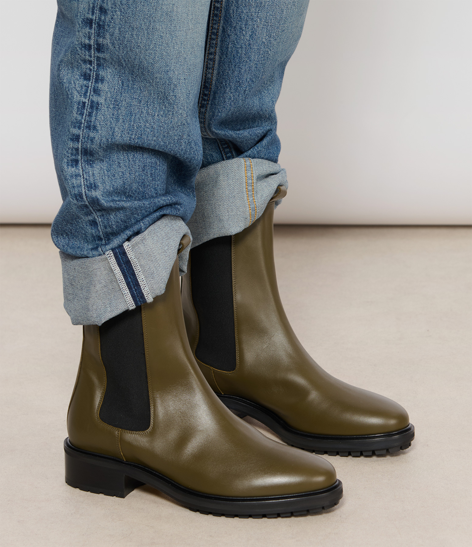 Jack Calf Leather Olive Ankle Boots