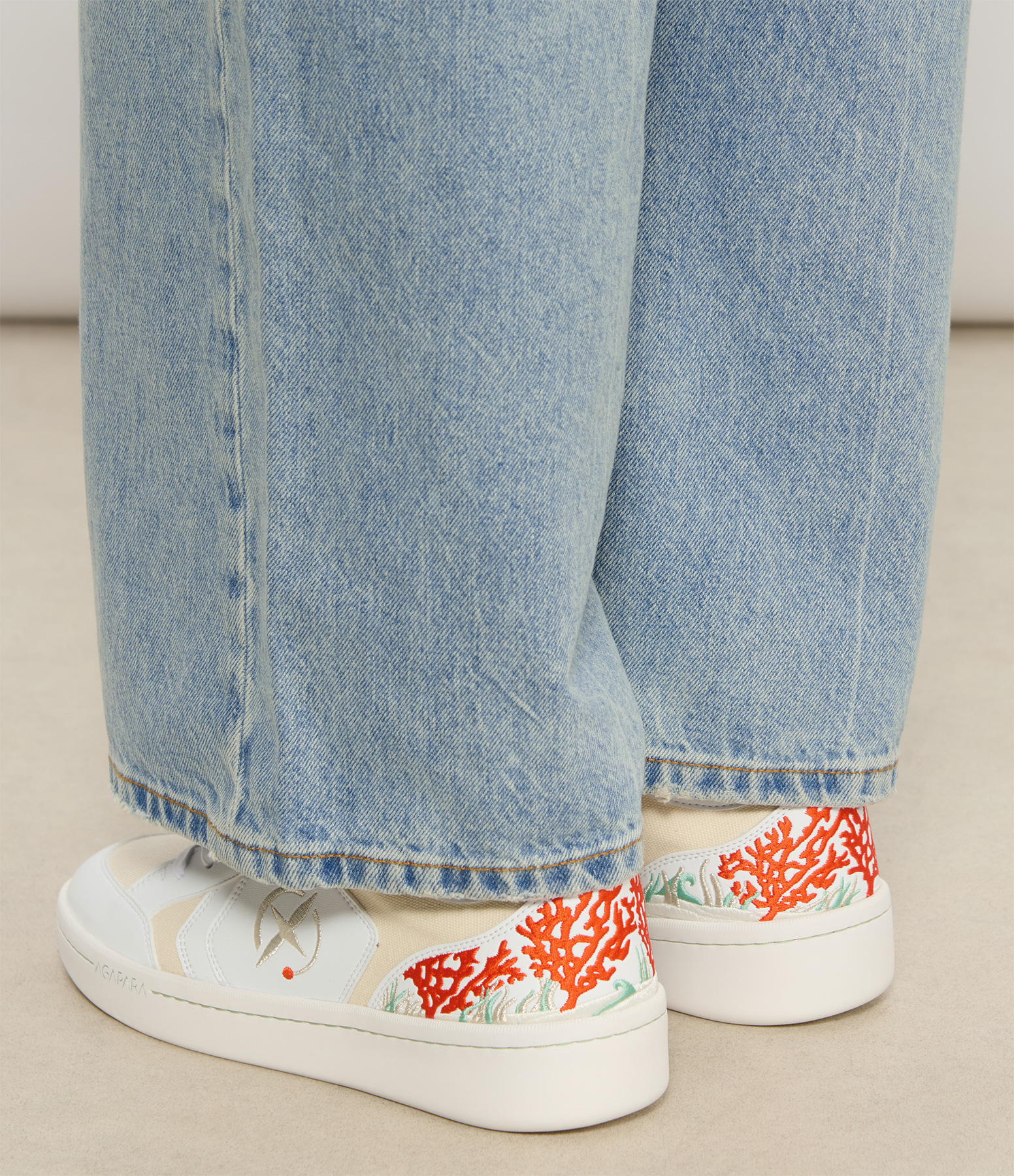 La Piana T33 Vegan Leather Trainers in Coral