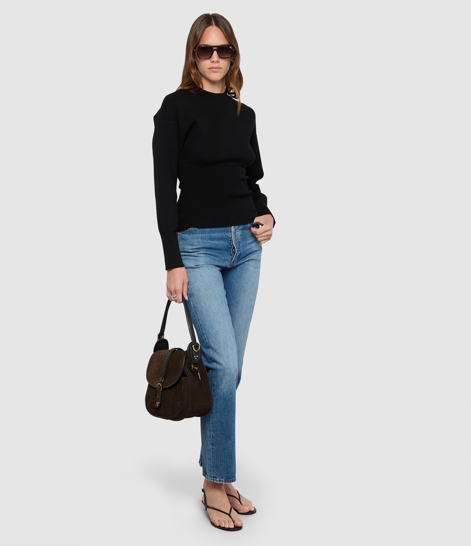 90s-style Pinch Waist High-Rise Jeans with Circular Stitch