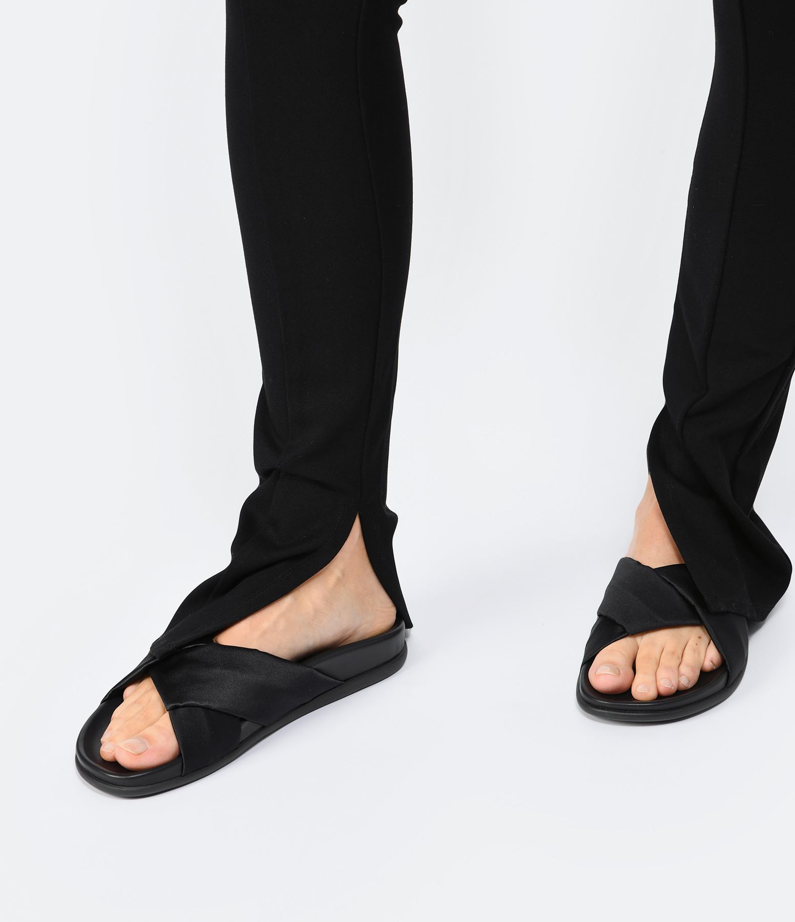 Whitney Black Satin Mules