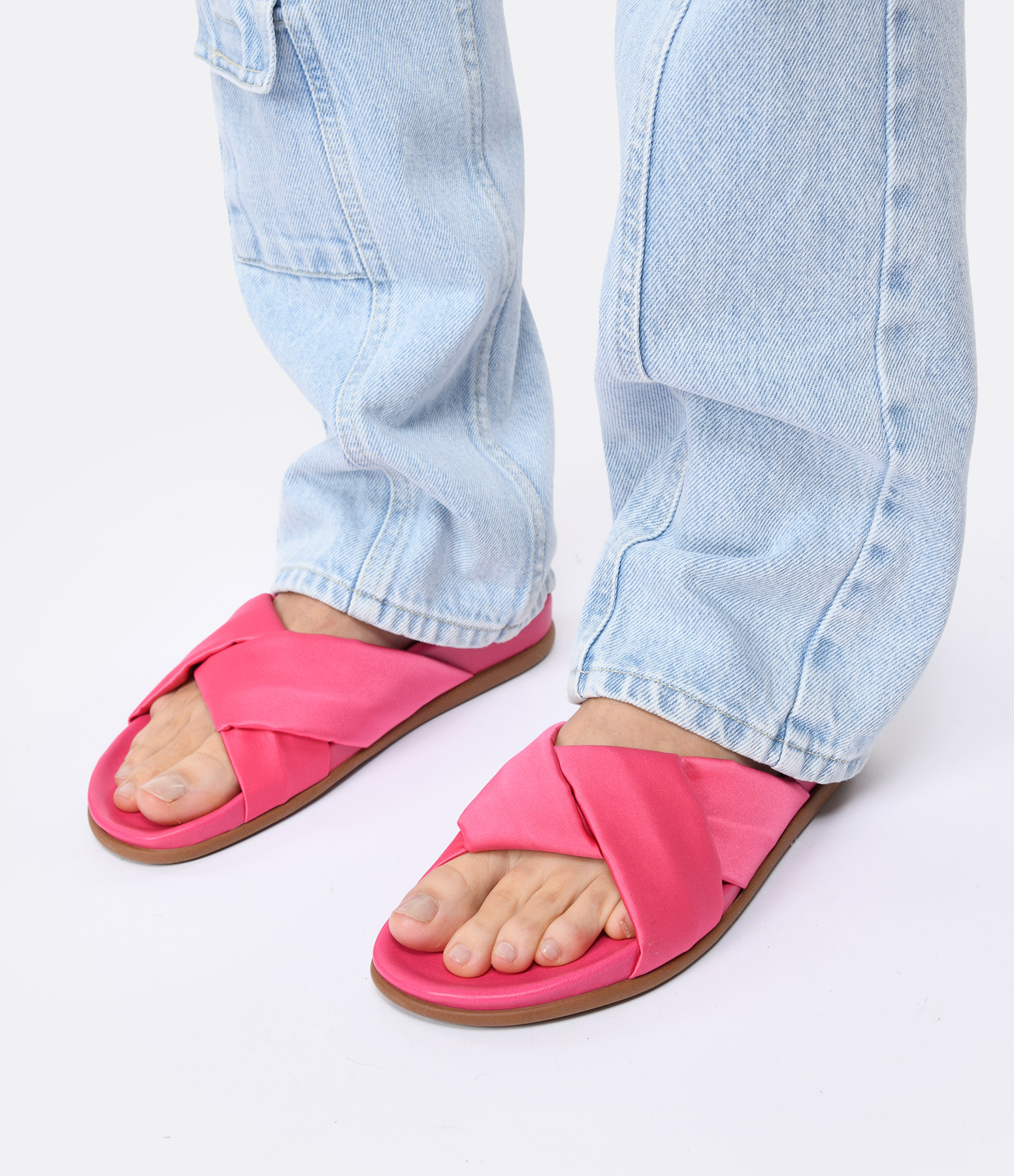 Whitney Satin Fuchsia Mules