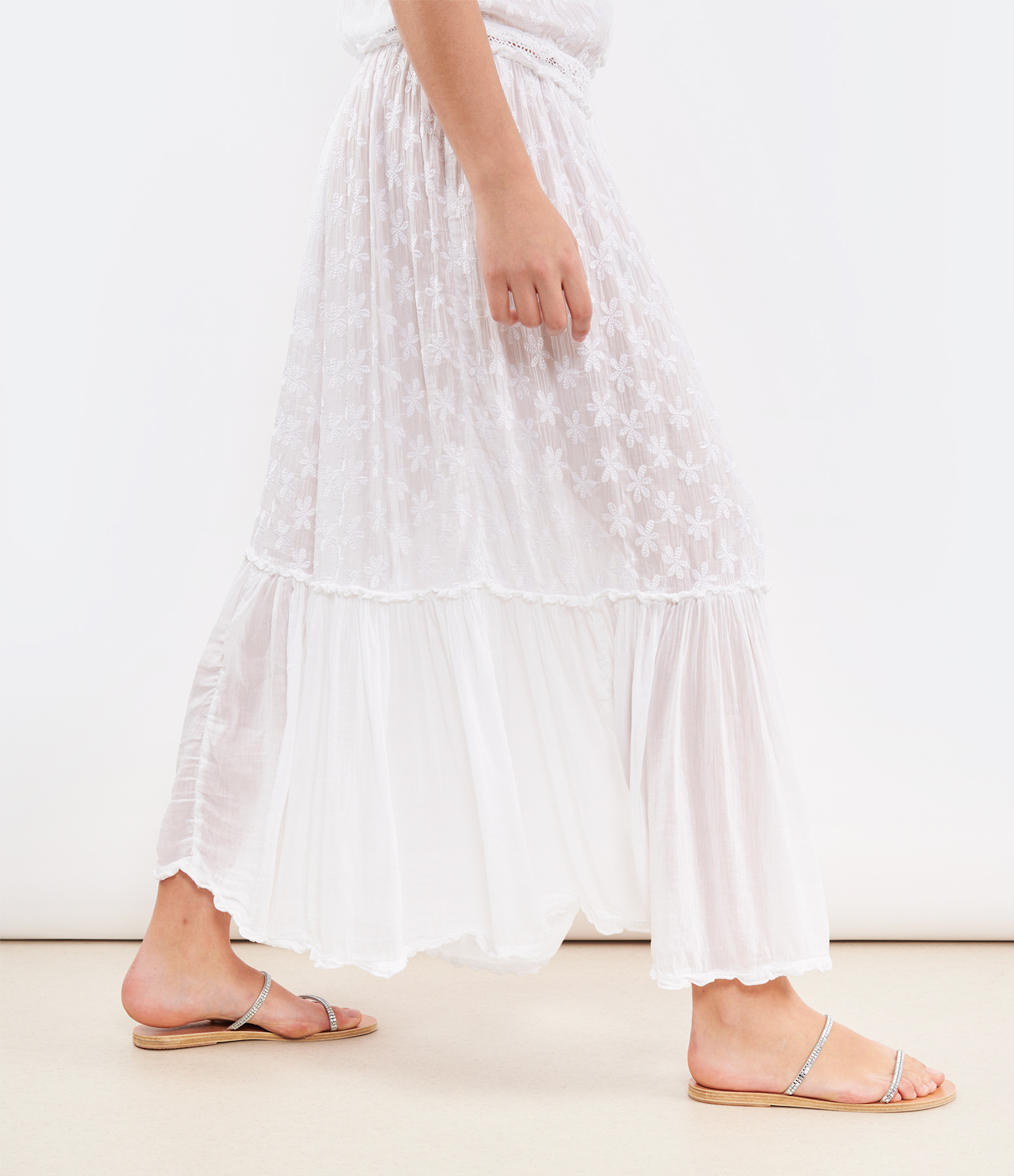 Saita Silver Leather Rhinestone Sandals
