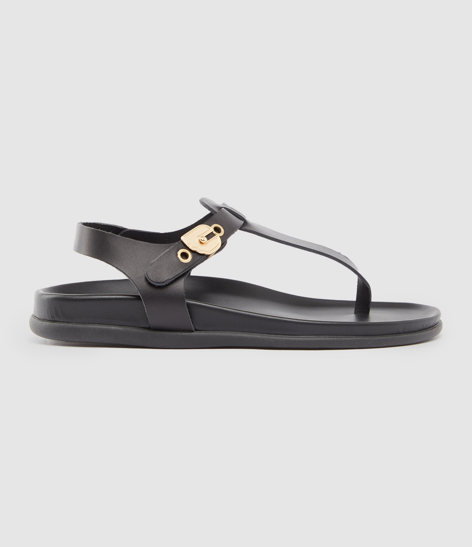 Alki Black Leather Sandals