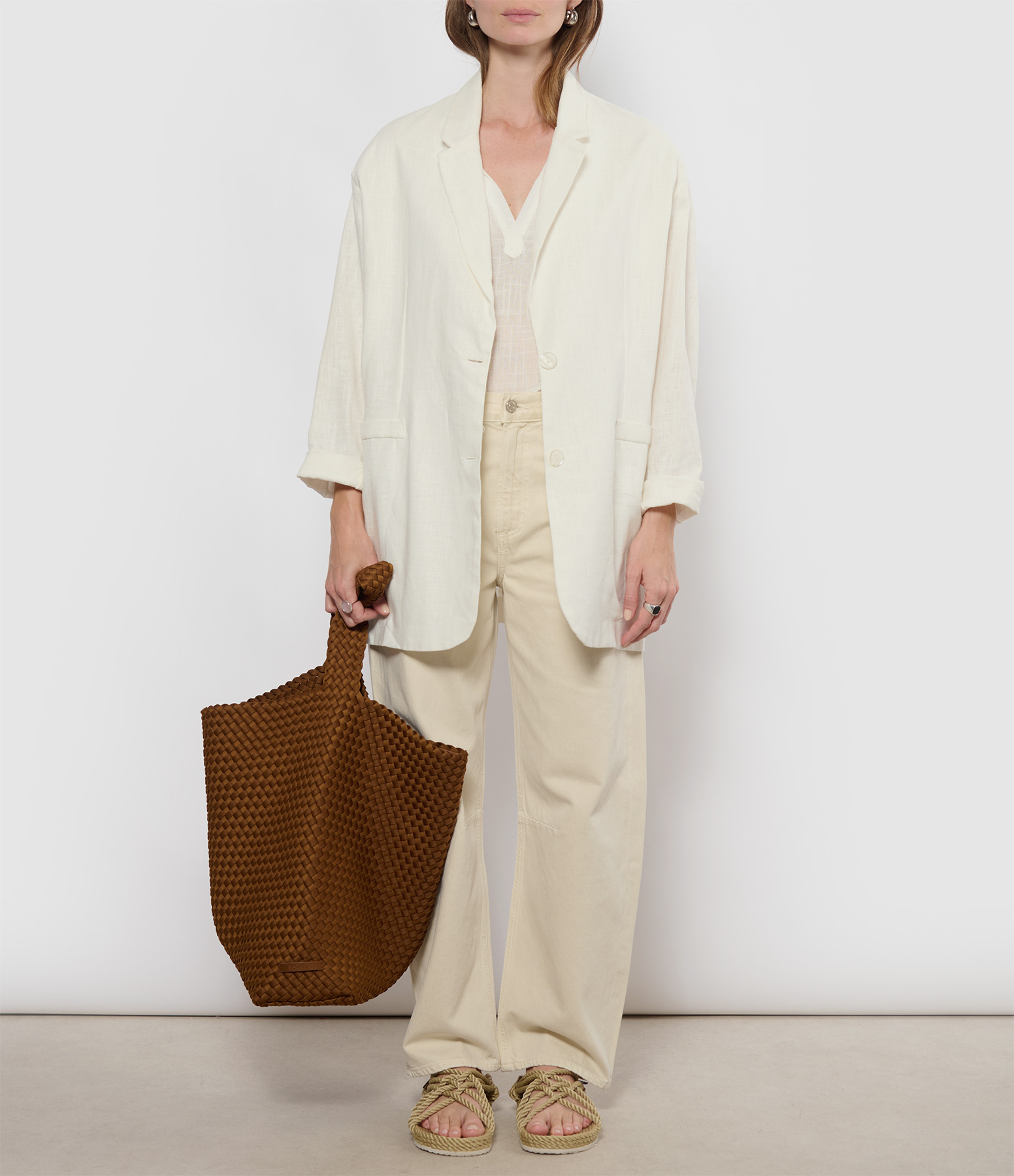 Folie White Linen Blazer
