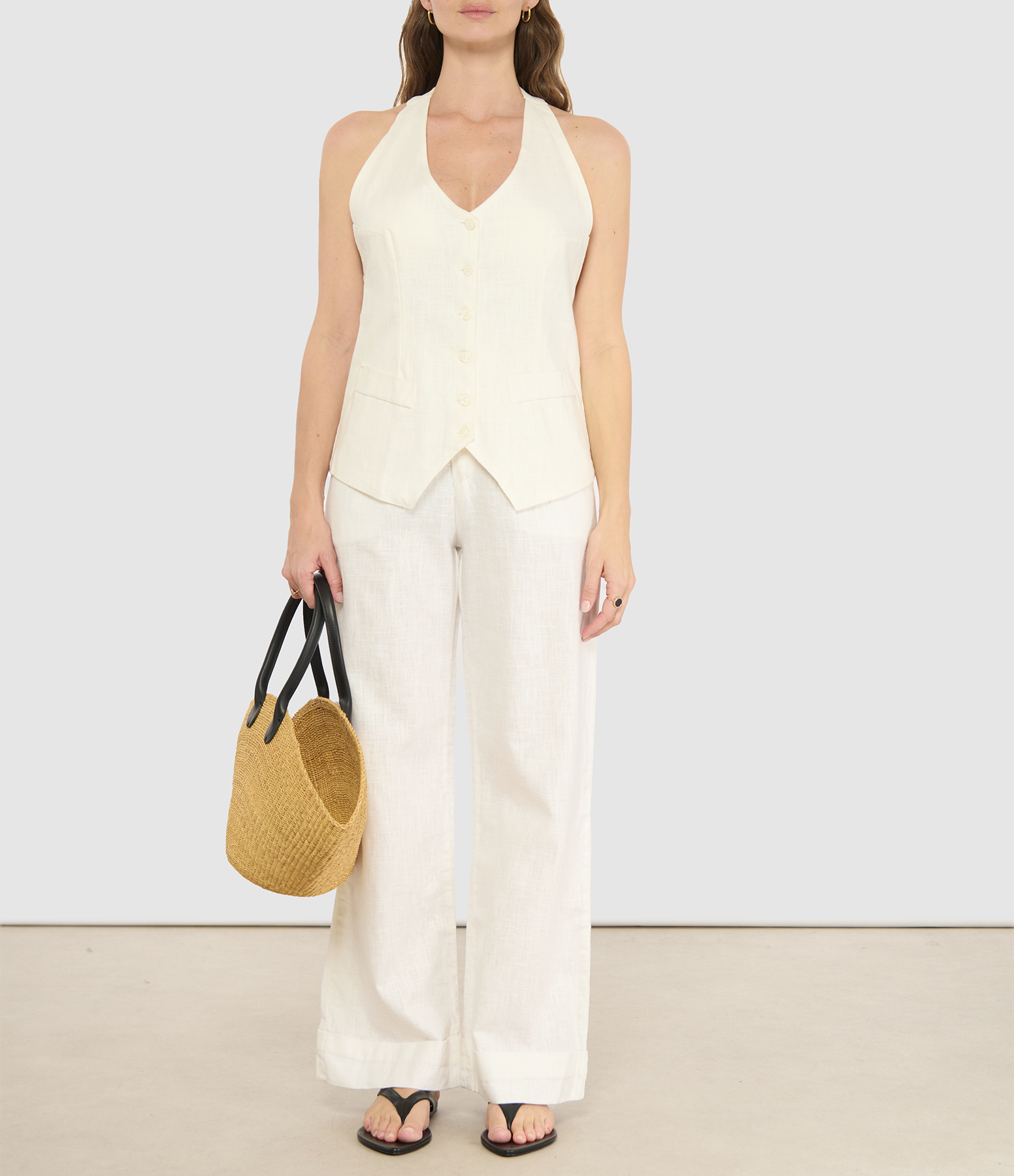 Soupir White Linen Trousers