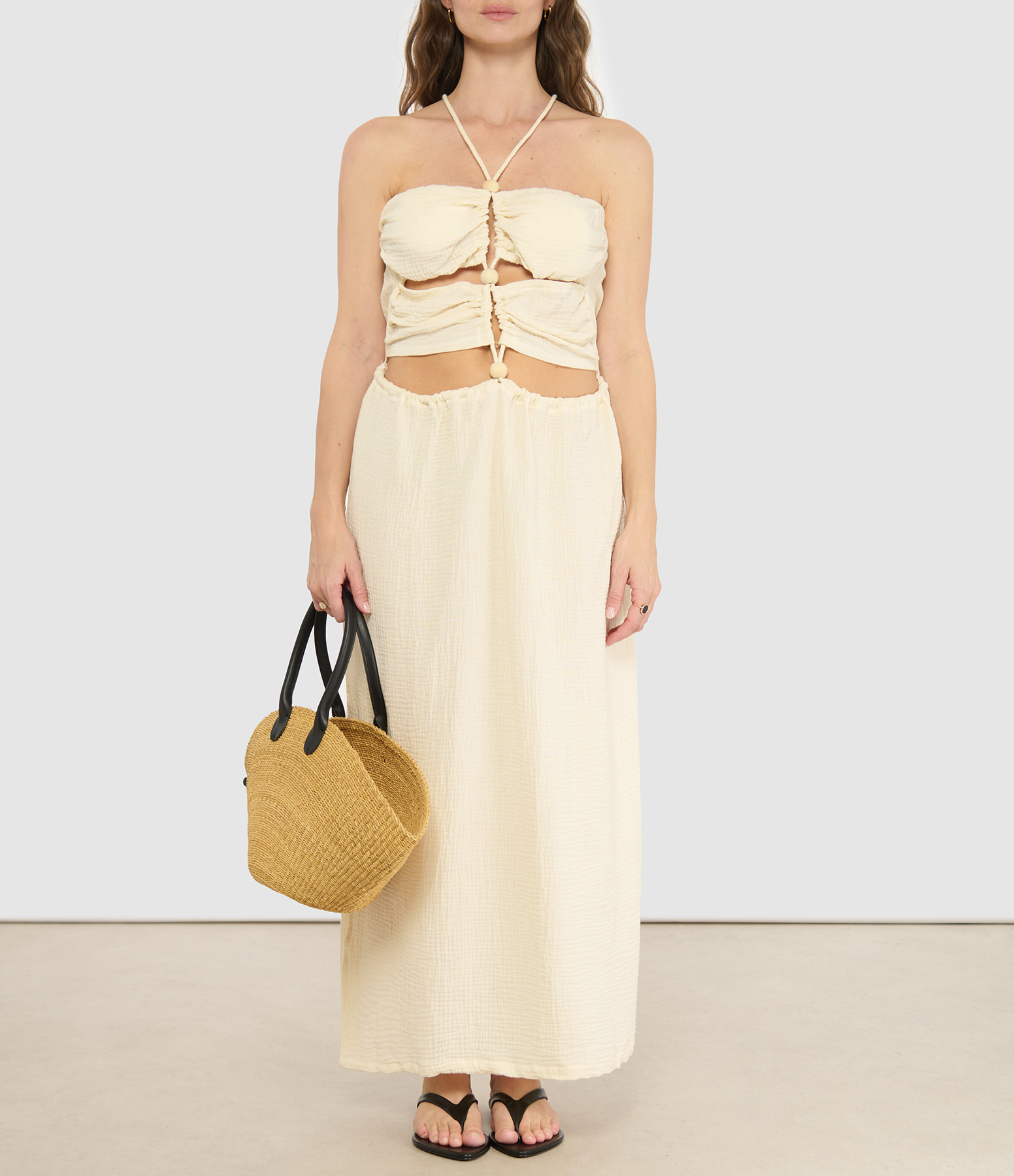 Euterpe Long Dress in Ecru