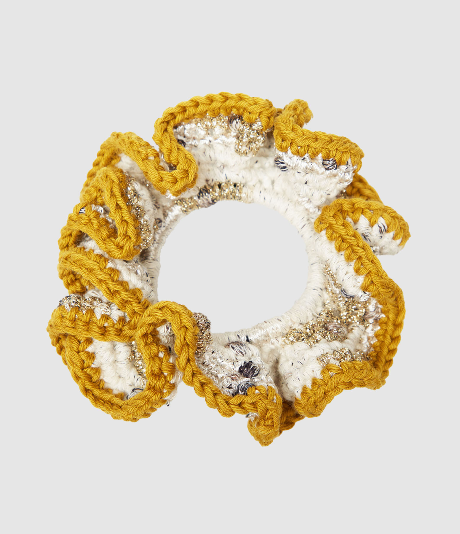 Yellow Crochet Scrunchie