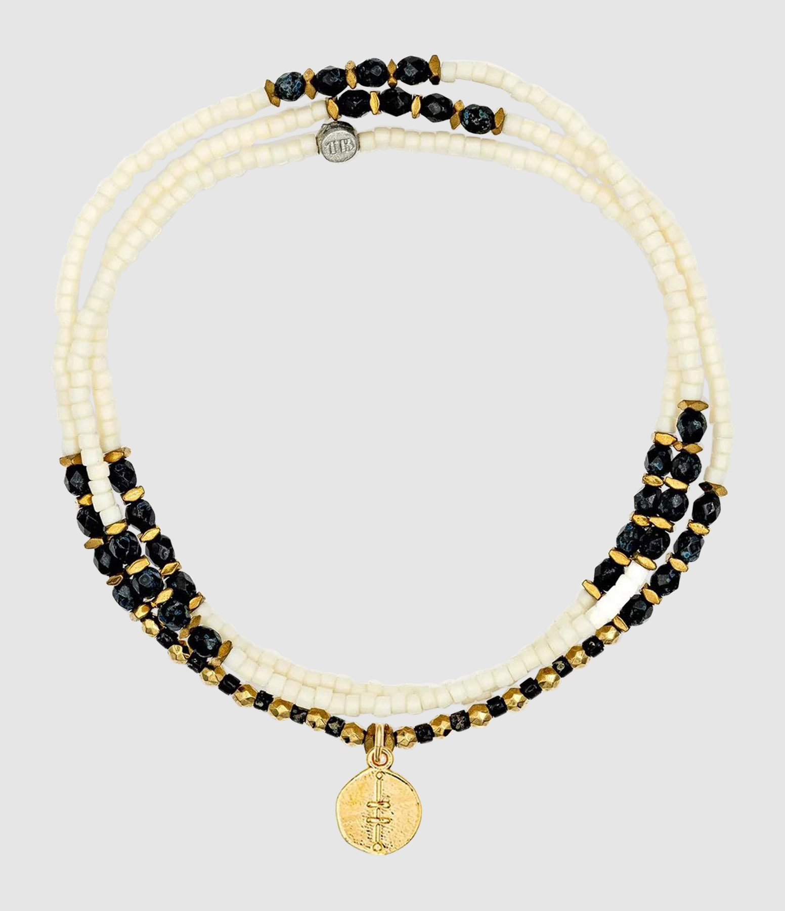 Collier Et Bracelet 3 Tours Alignement Vanille