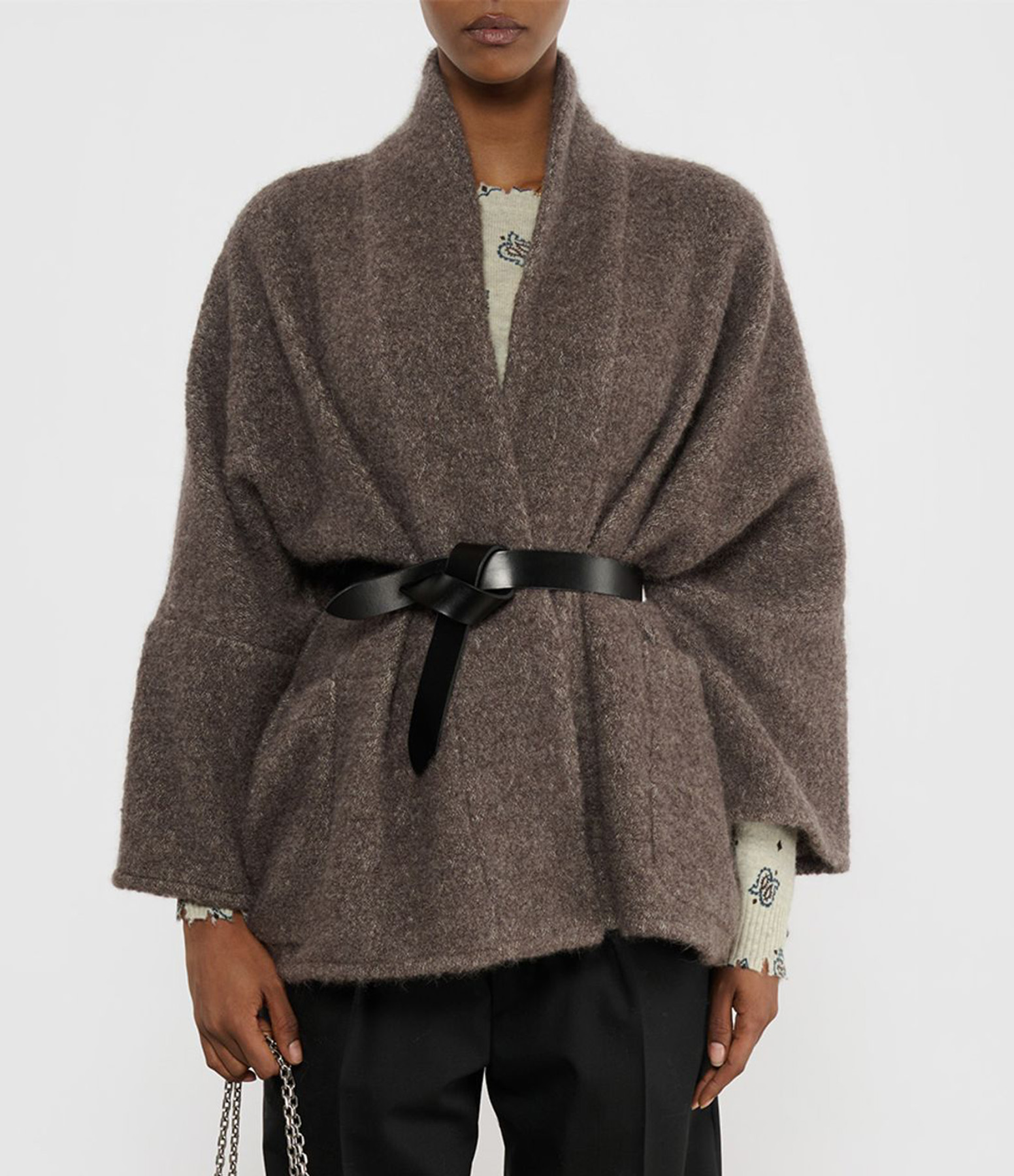 Agata Jacket in White and Taupe