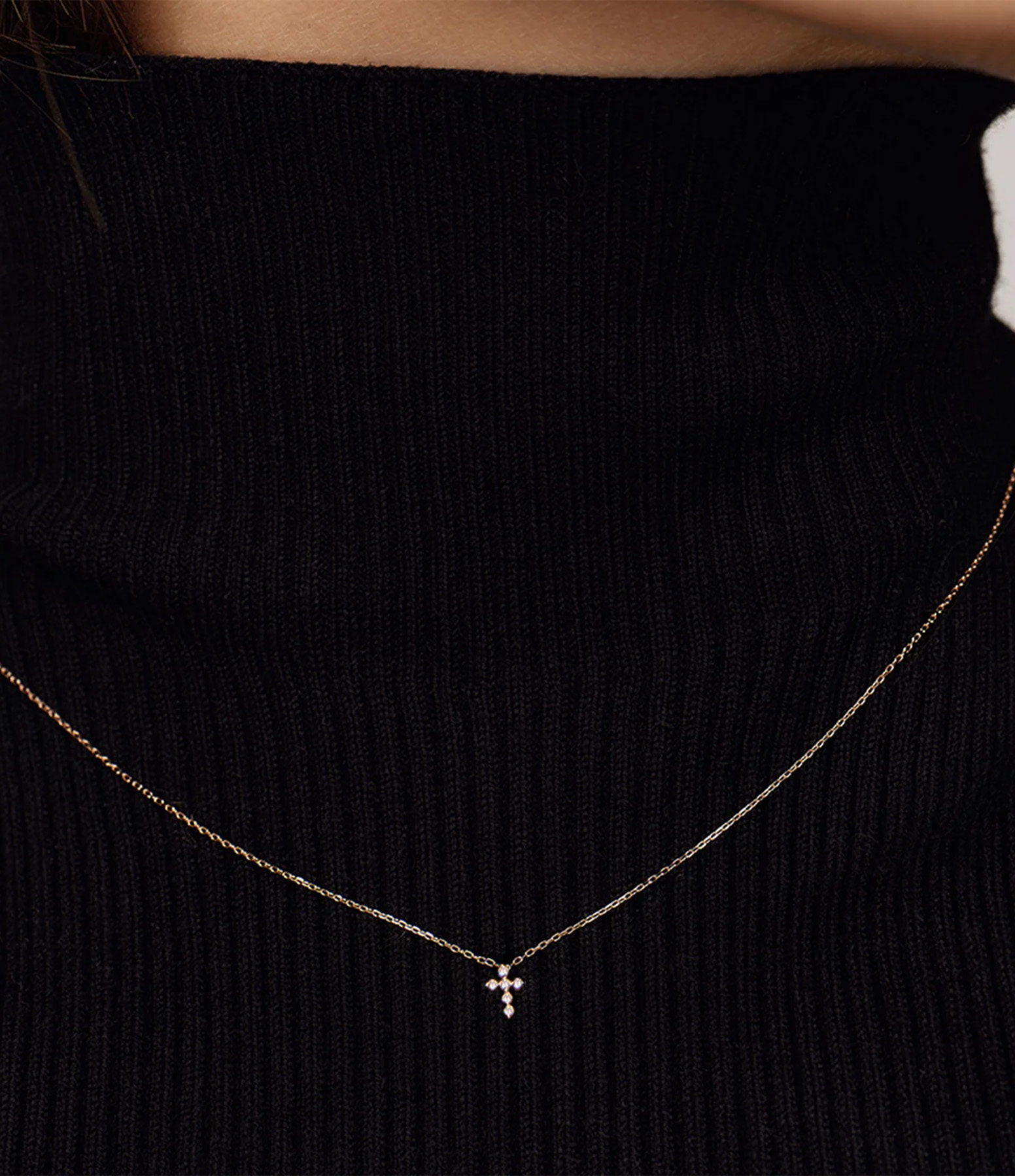 Magic Touch Cross Diamond Necklace in Rose Gold