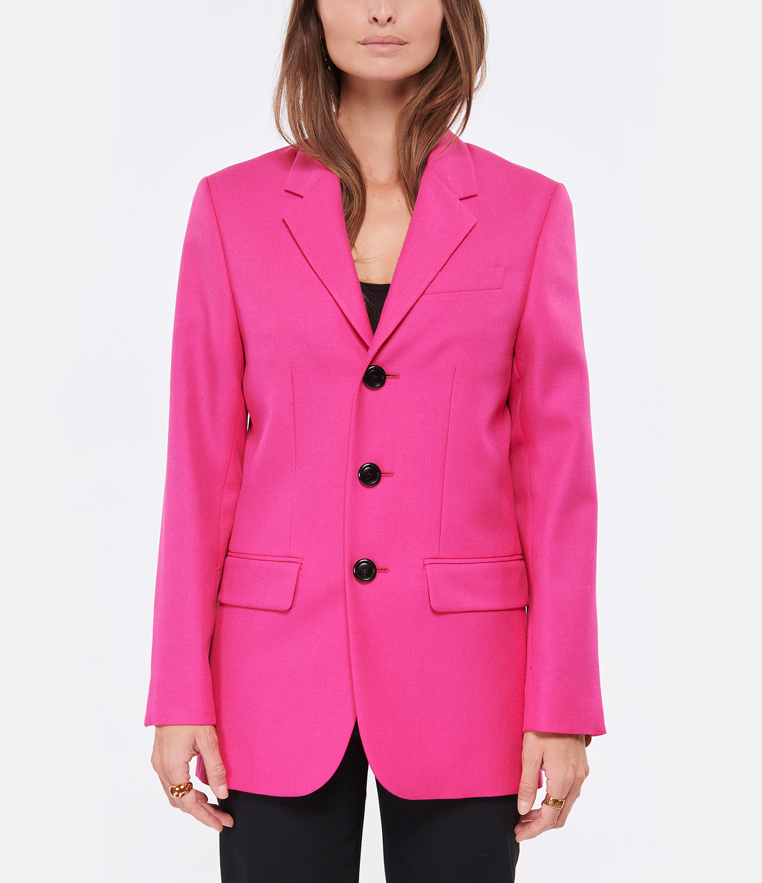 Unisex Virgin Wool Blazer in Fuchsia