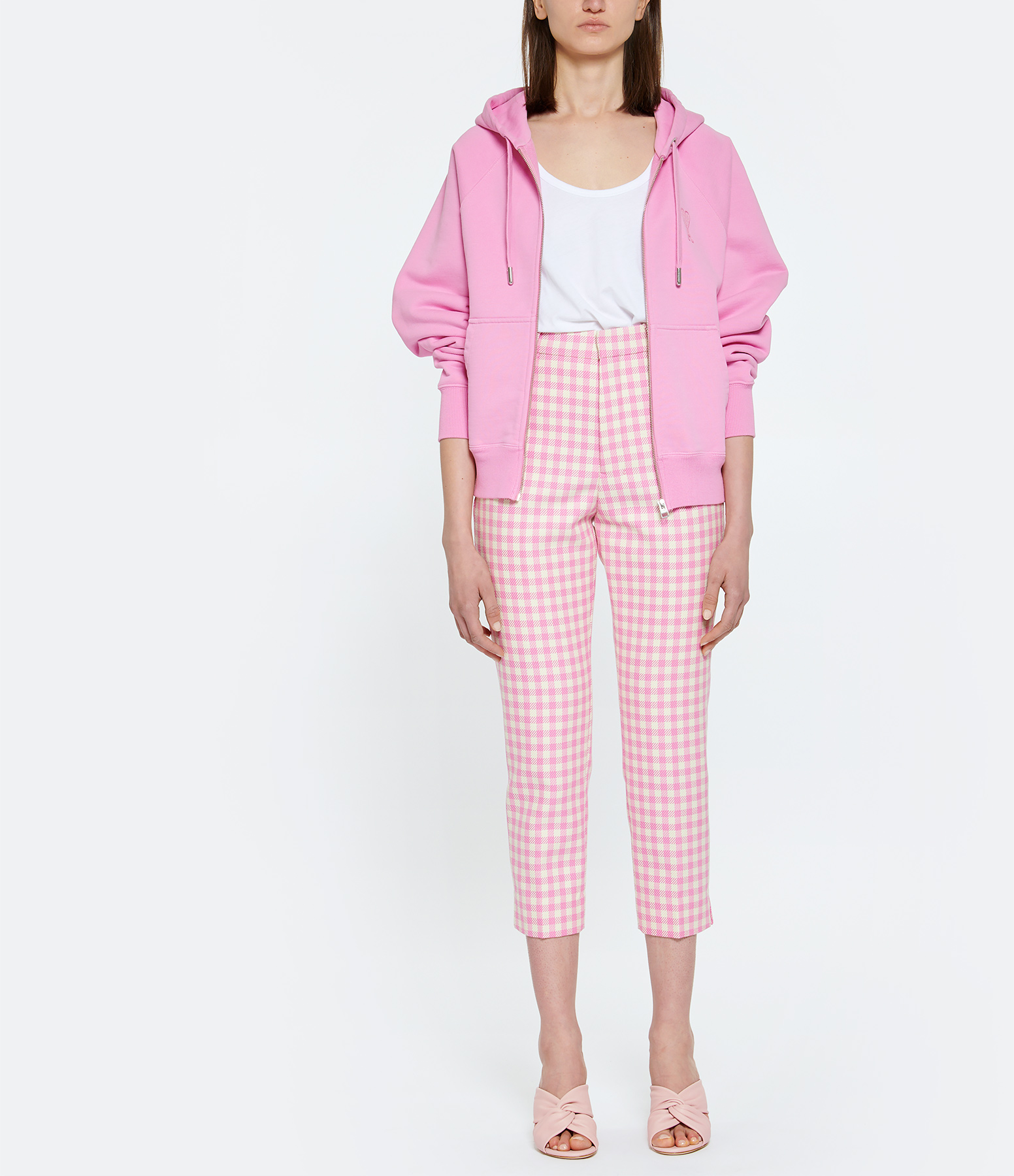 Candy Pink Checked Cotton Trousers
