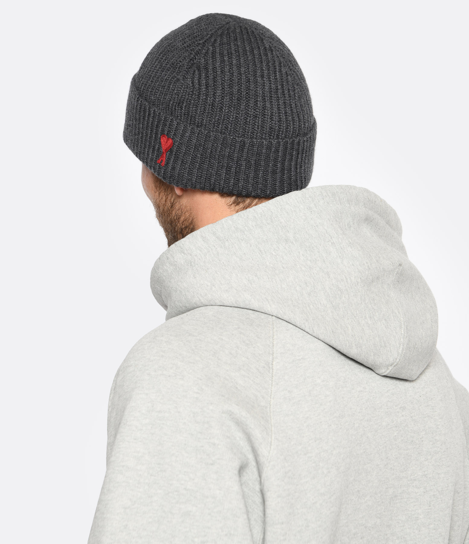 ‘Ami de Cœur’ Grey and Red Beanie