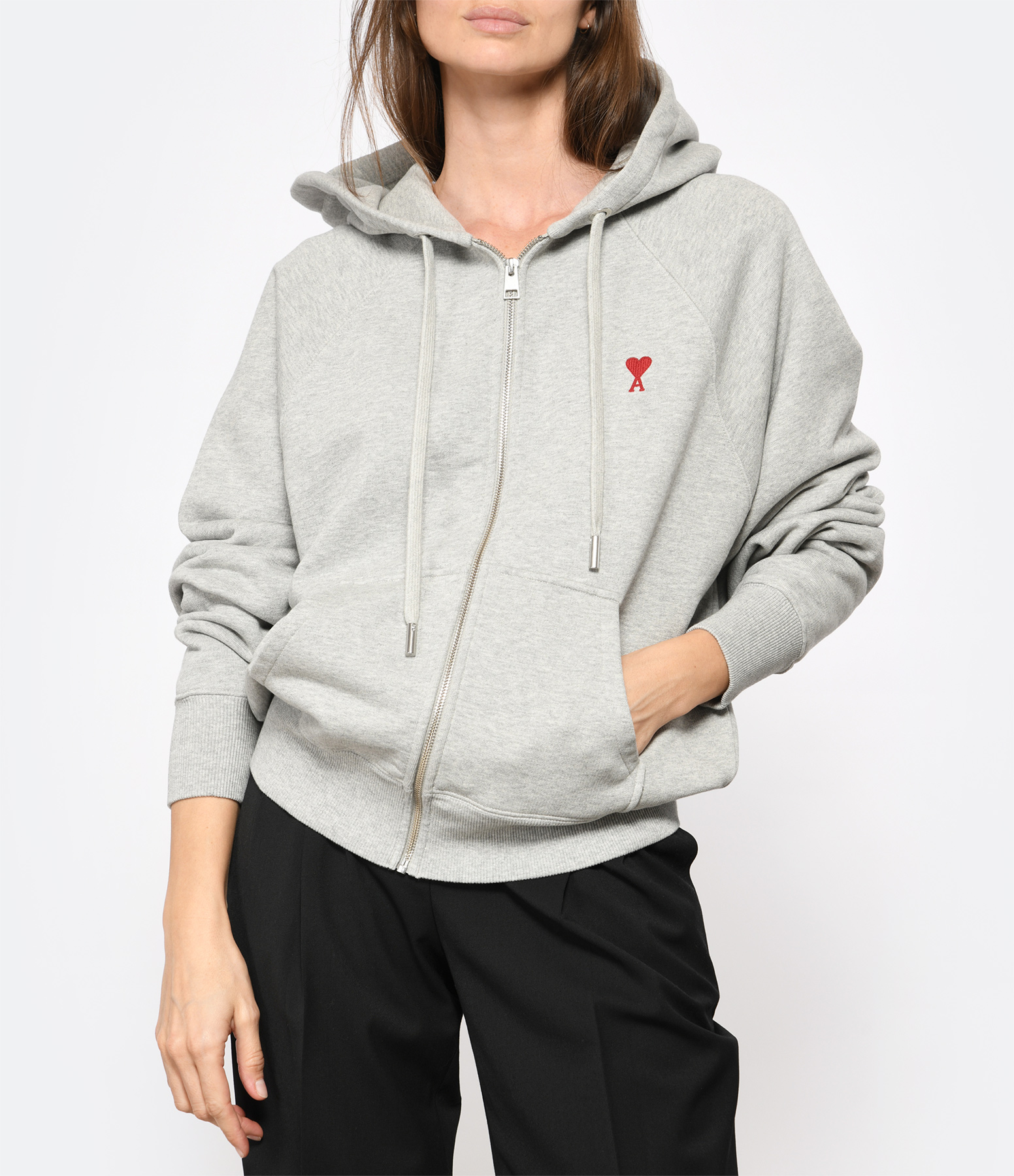 Unisex ‘Ami de Cœur’ Zip-Up Sweatshirt in Ash Grey Marble