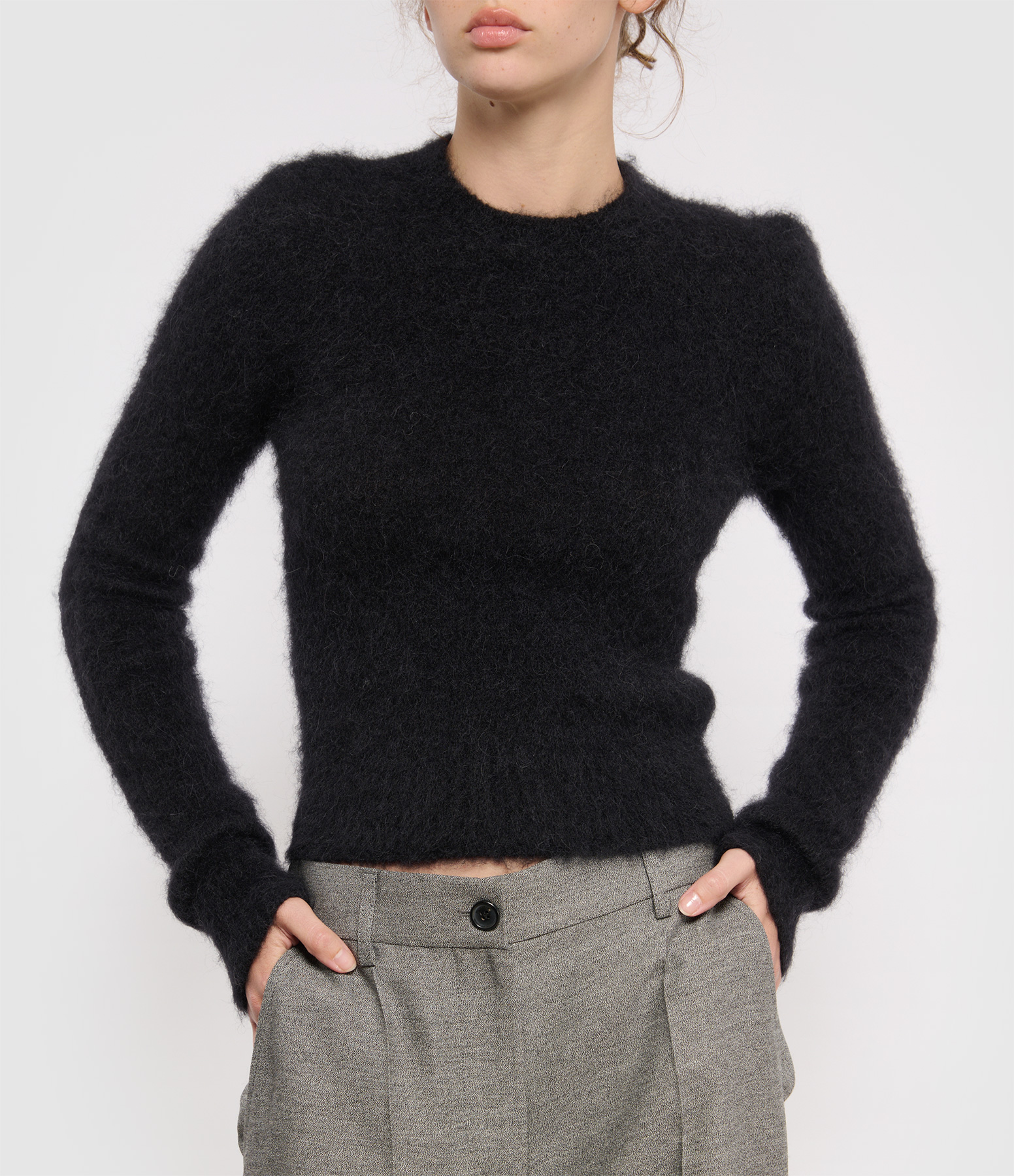 Black Brushed Alpaca and Mohair Jumper