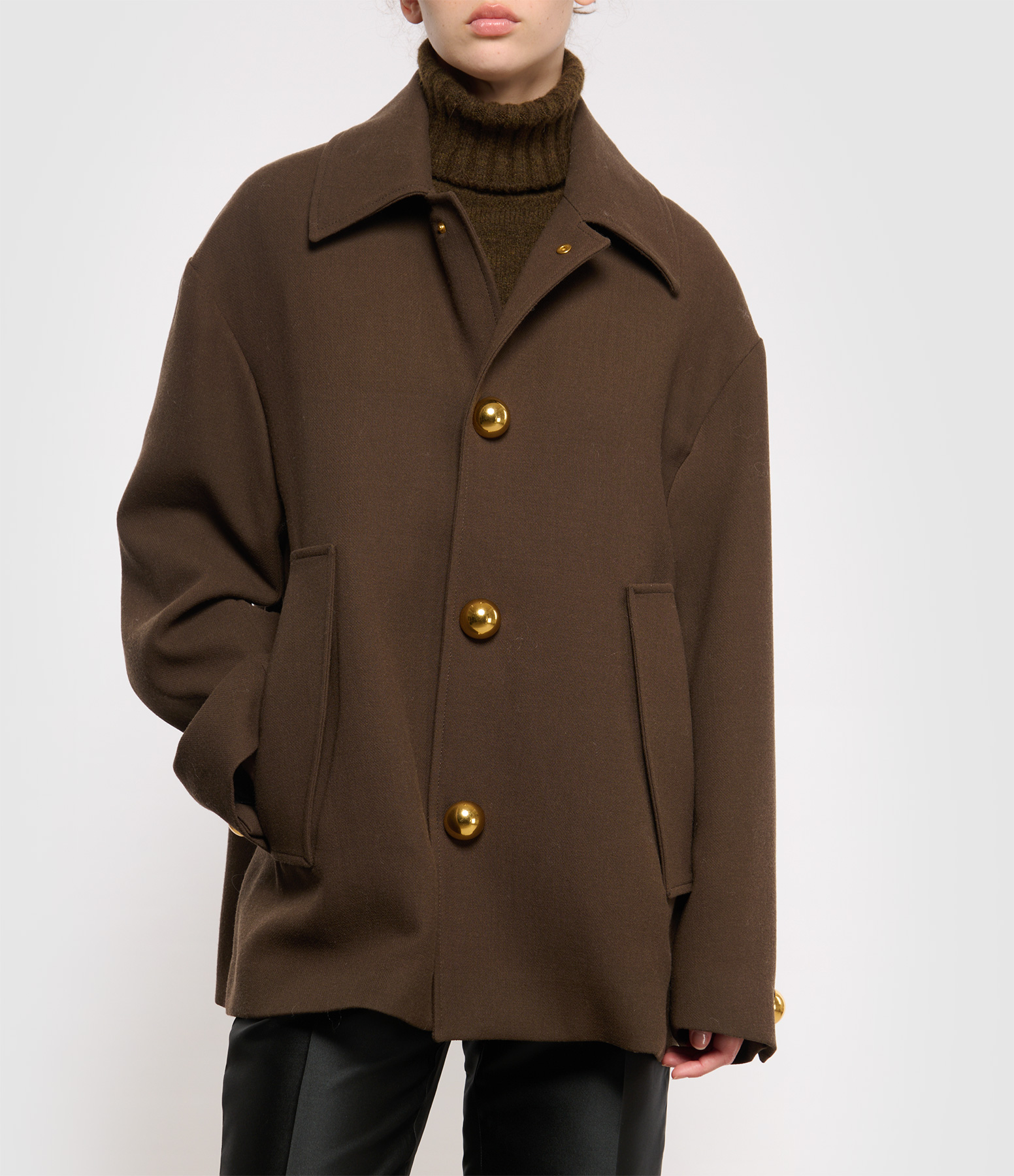 Short Brown Belted Coat