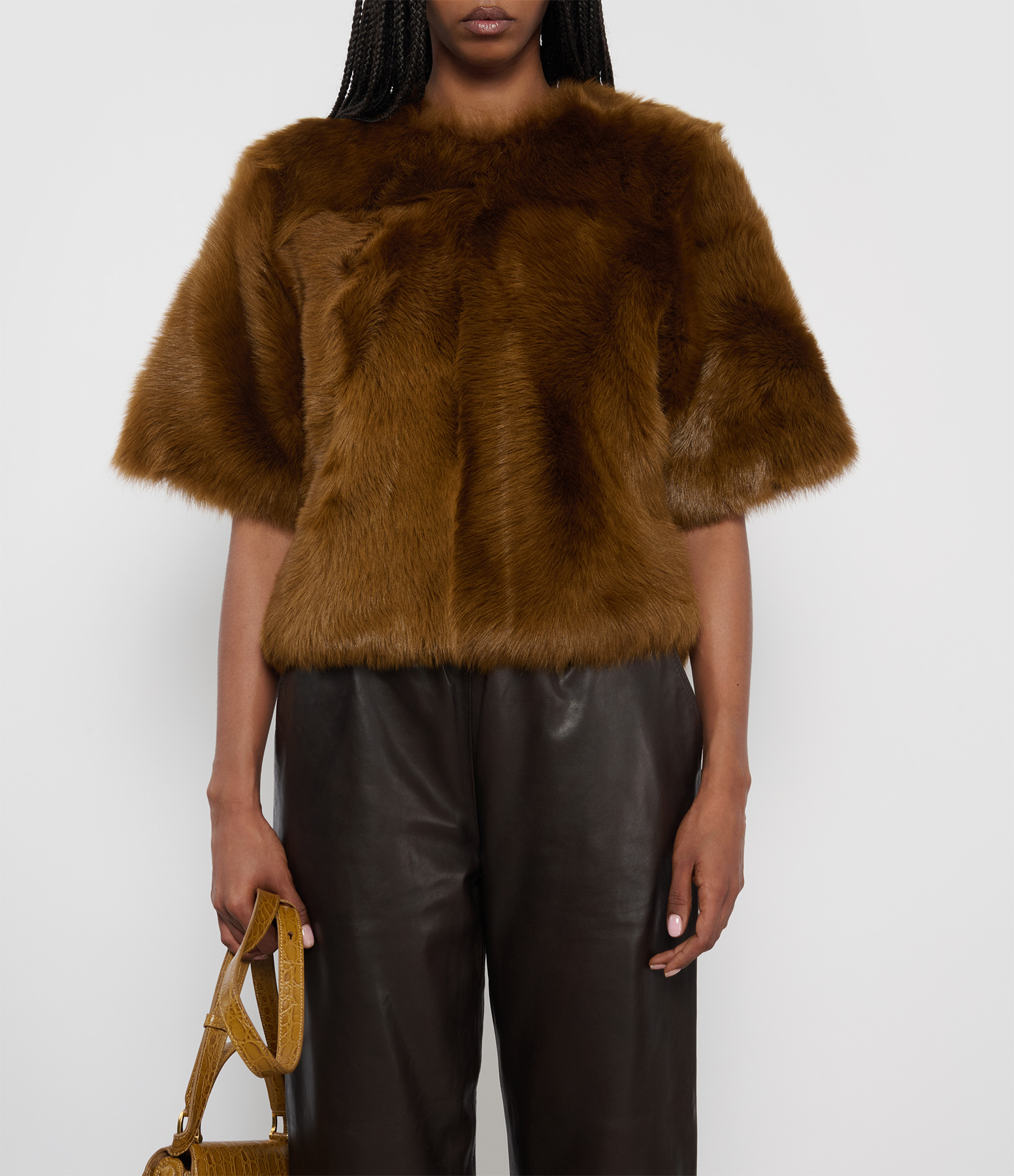 Brown Shearling Top