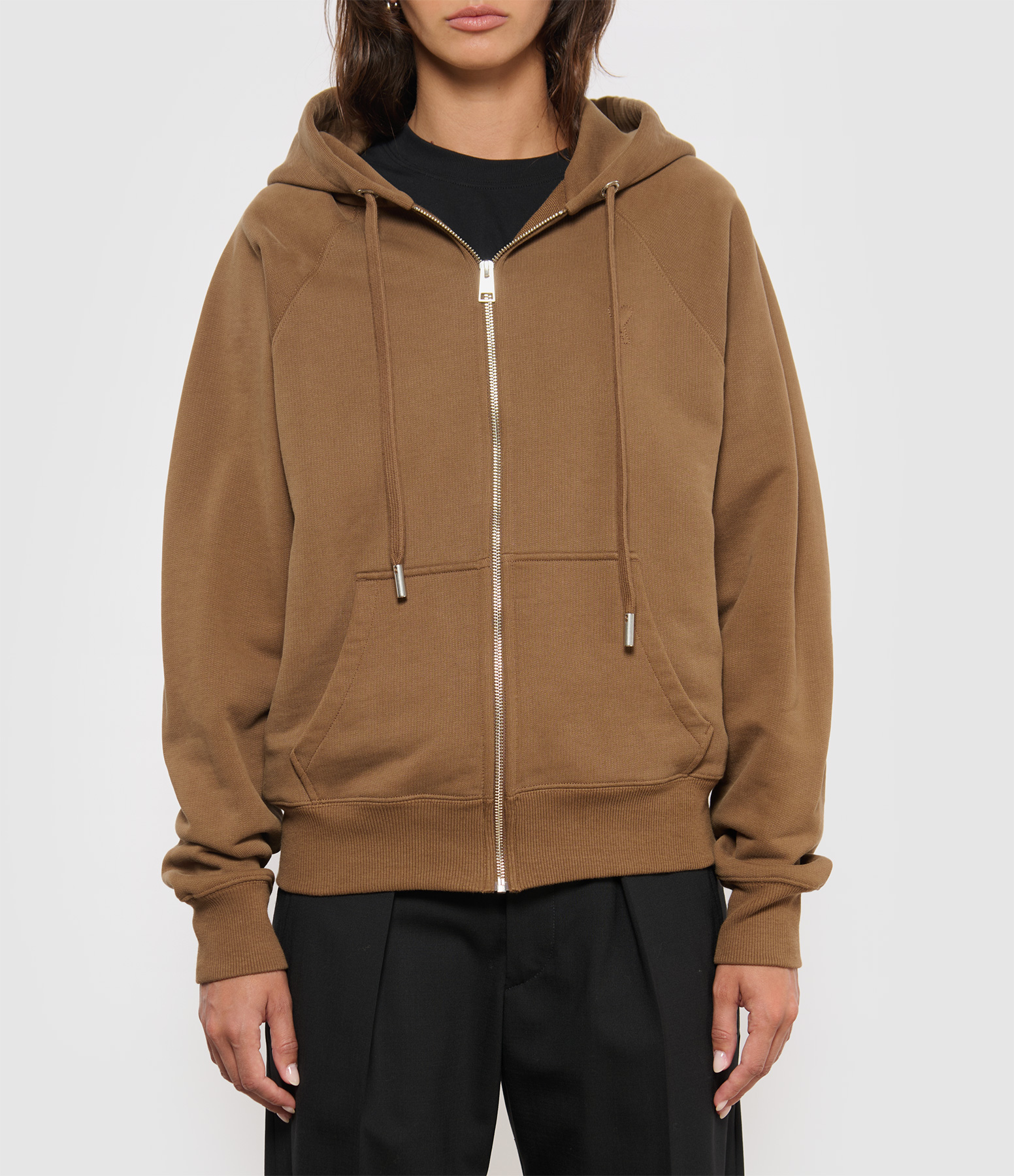 Adc Embossed Zip-Up Hoodie, Small, Hazelnut