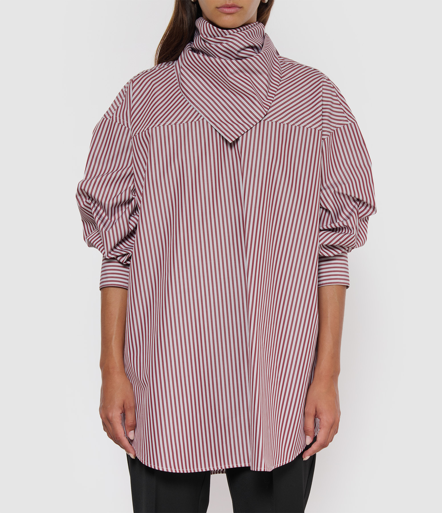 Long-sleeved Bandana Blouse – Cherry, White and Black