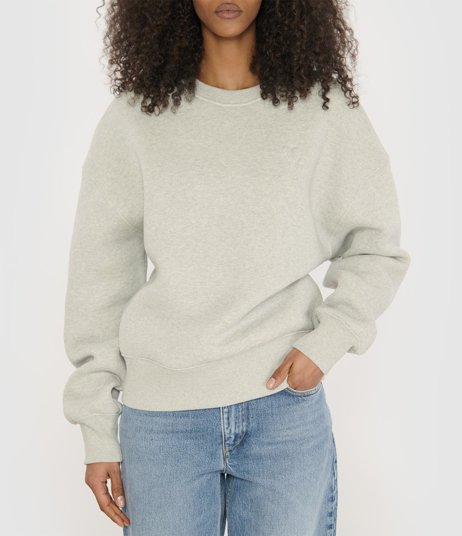 Big Ami de Coeur Embossed Sweatshirt in Ash Grey (China)