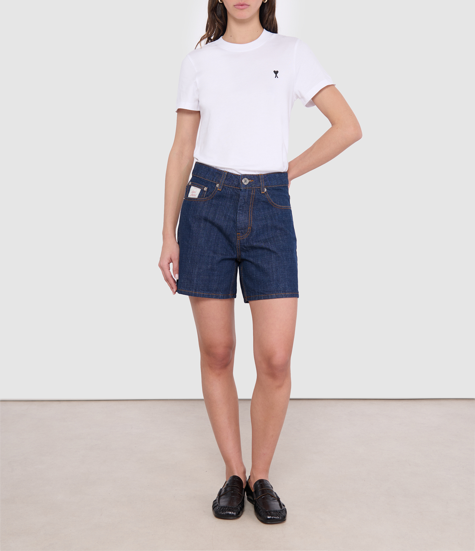 Shorts with the Ami Paris Heritage label in indigo