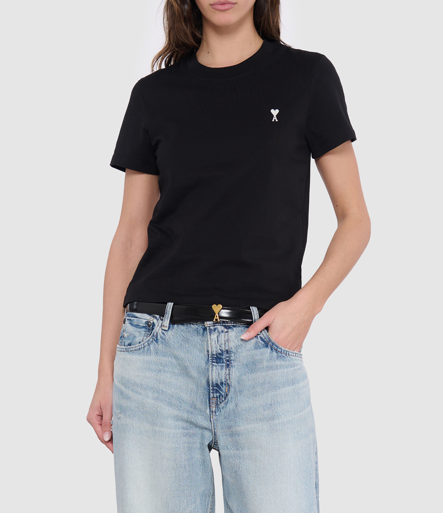Contrasted 'Ami de Cœur' T-shirt – Black, White, Cream