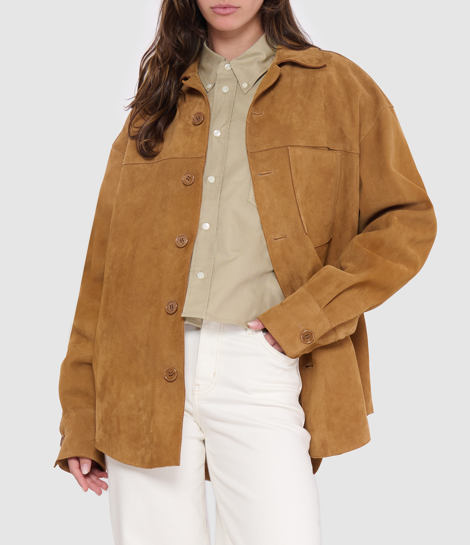Carmel-Coloured Button-Through Shirt