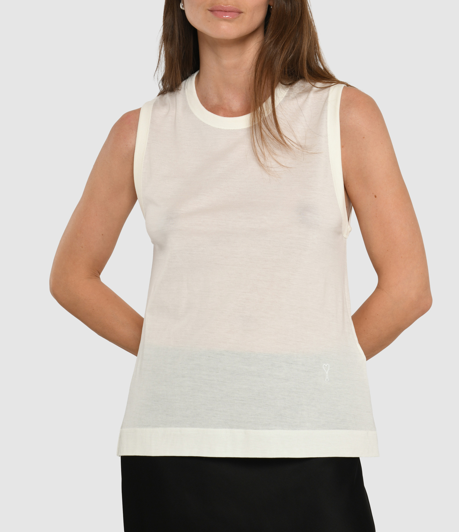 Classic Fit Top with ‘Ami De Coeur’ Patch in Cream White