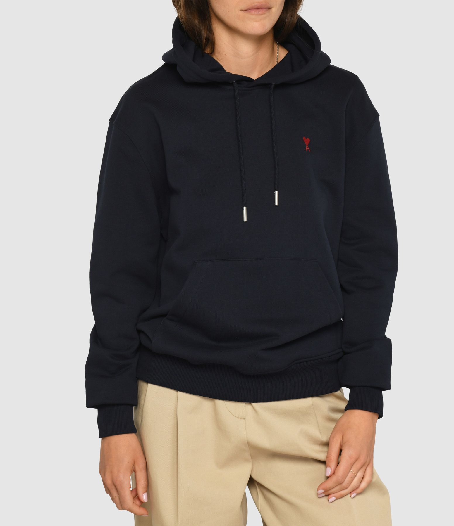 Hooded Sweatshirt with Red ‘Ami De Cœur’ in Midnight Blue