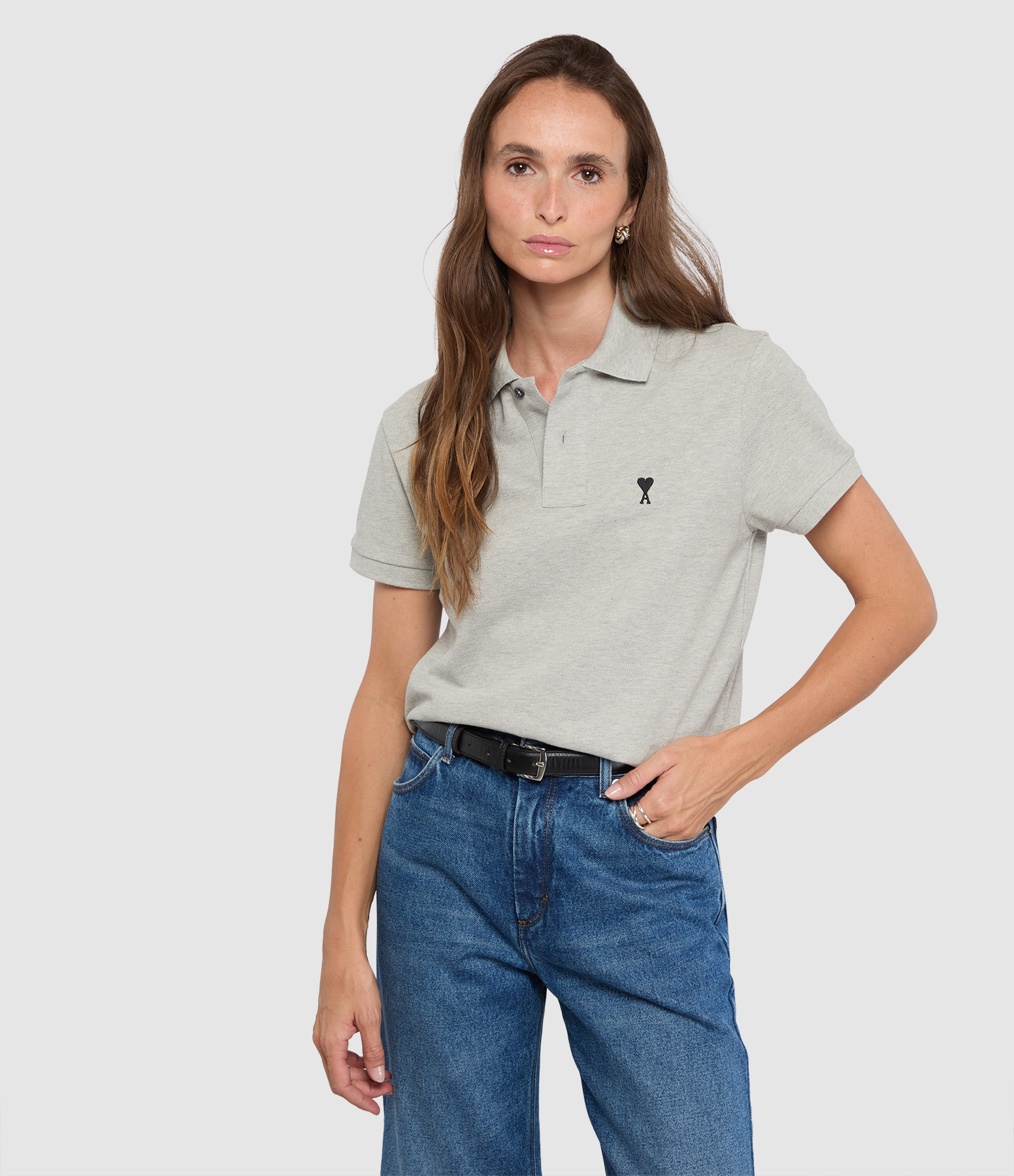 Red Ami De Coeur Polo Shirt – Ash Grey, China Black