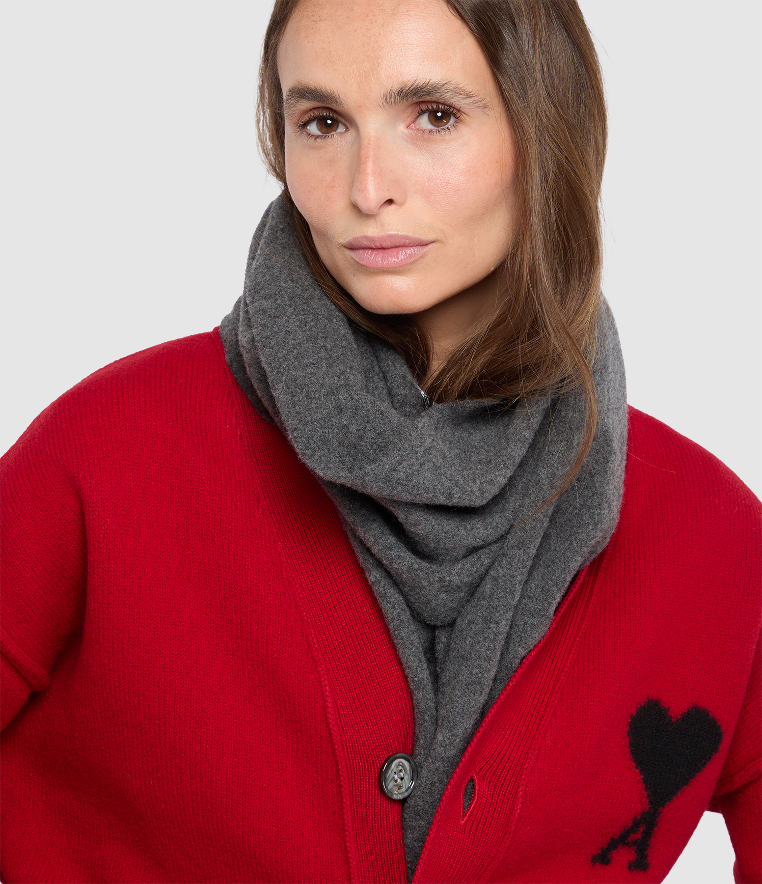 Red Ami De Coeur Scarf – Carbon Grey