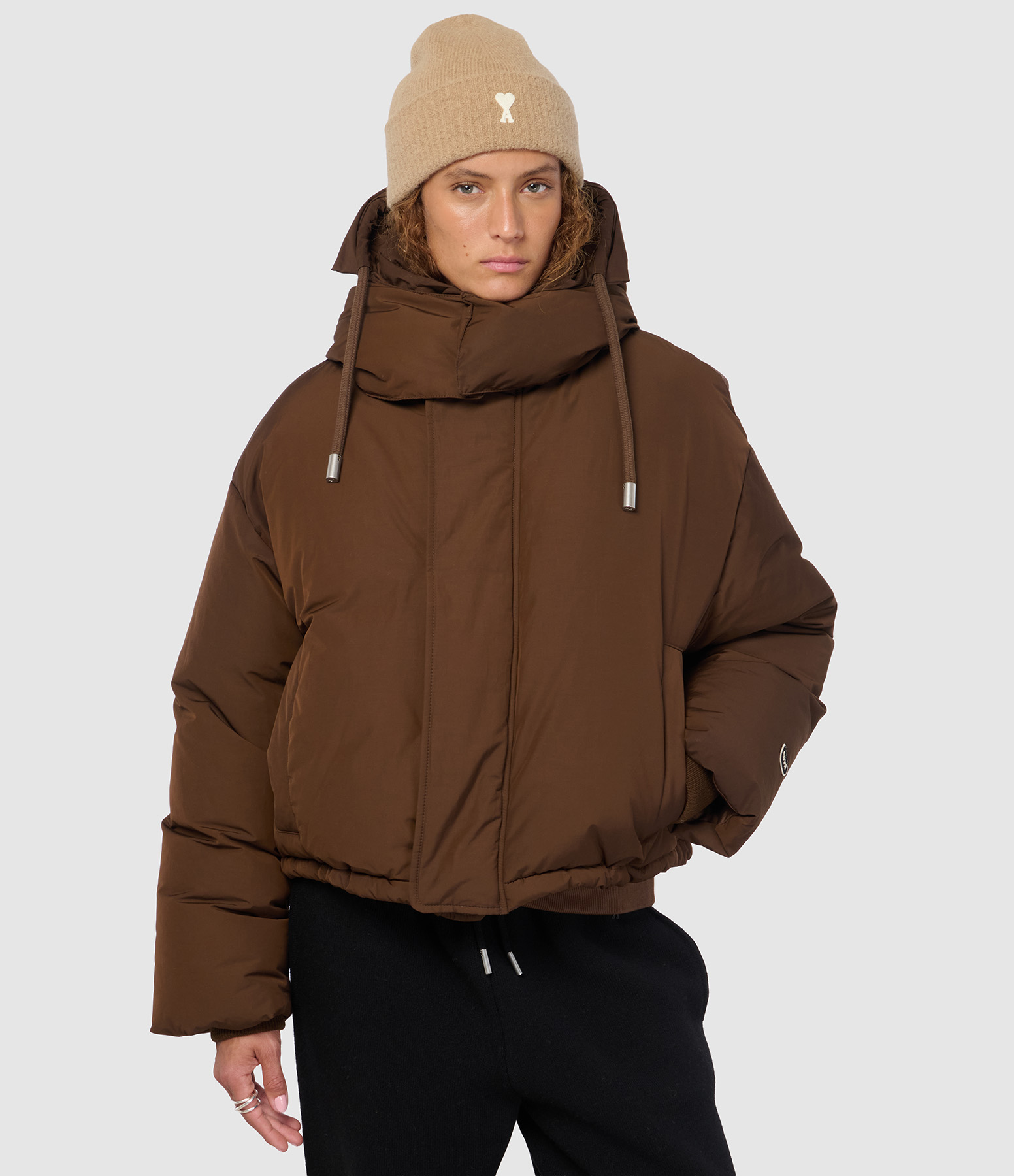 Ami De Coeur Down Jacket in Chocolate Brown