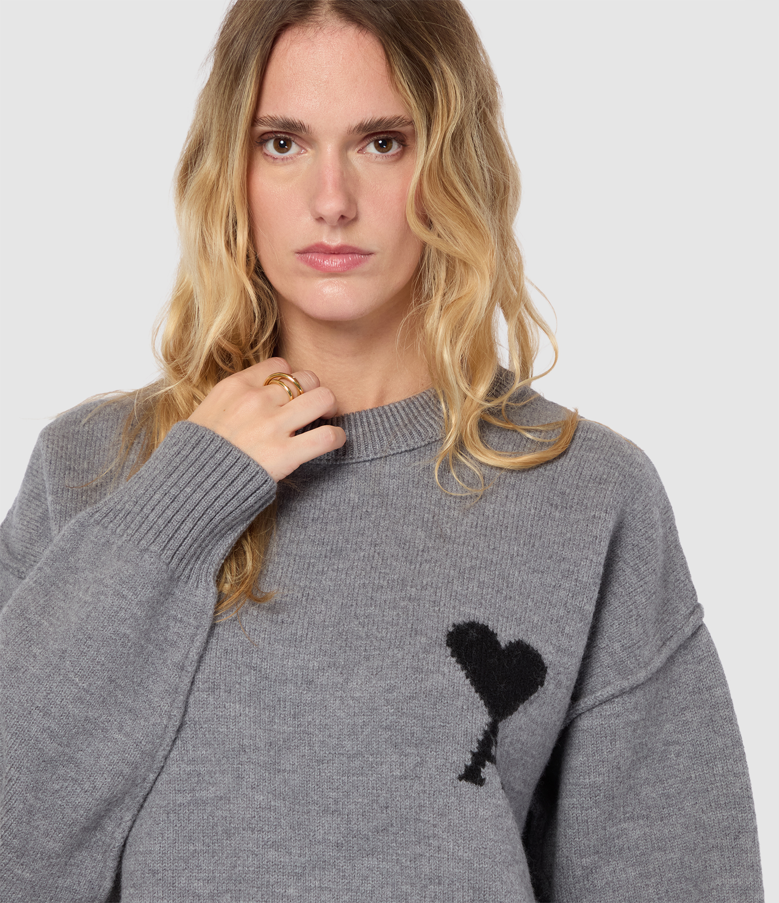 Ami De Coeur Sweater in Ash Grey and Black