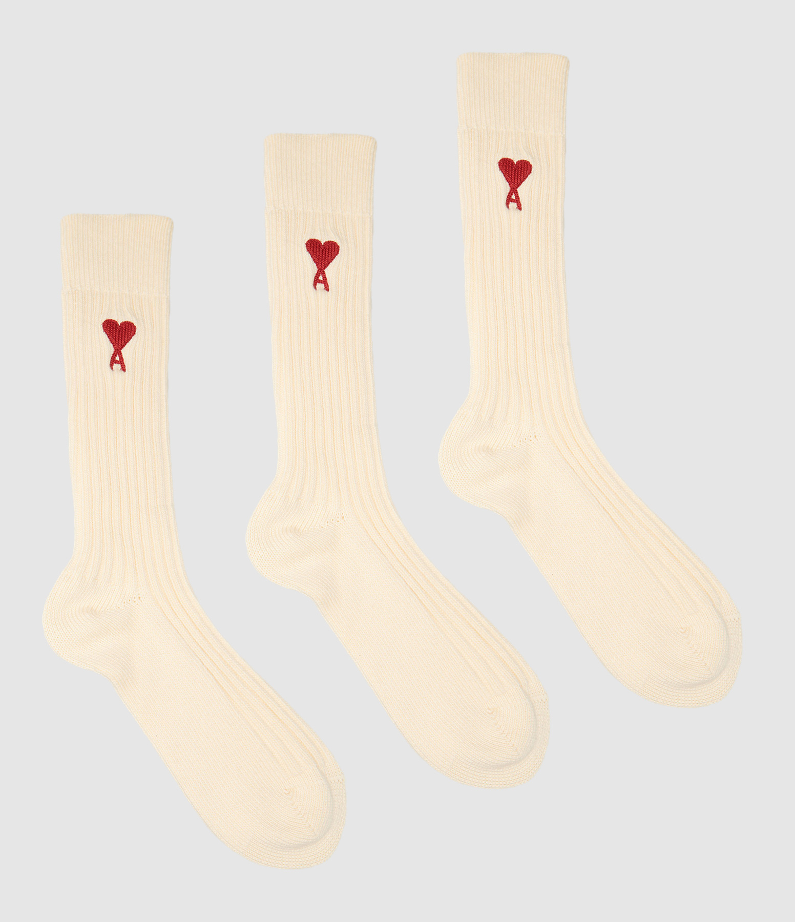 Pack of 3 ‘Ami de Cœur’ Ecru Socks