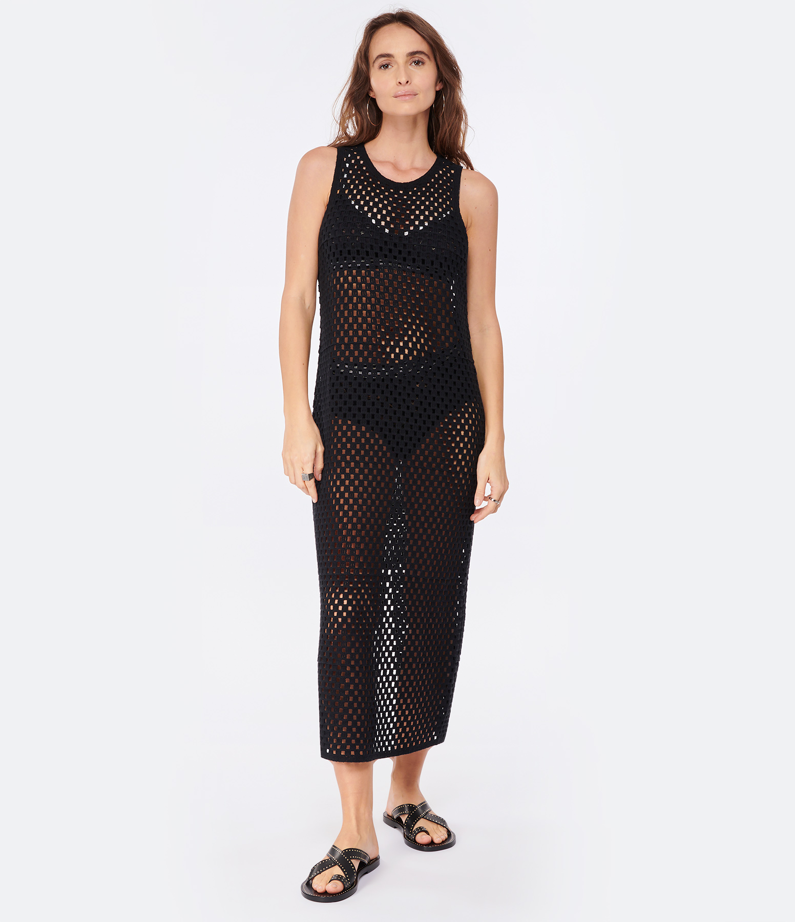 Veronica Black Crochet Cotton Dress