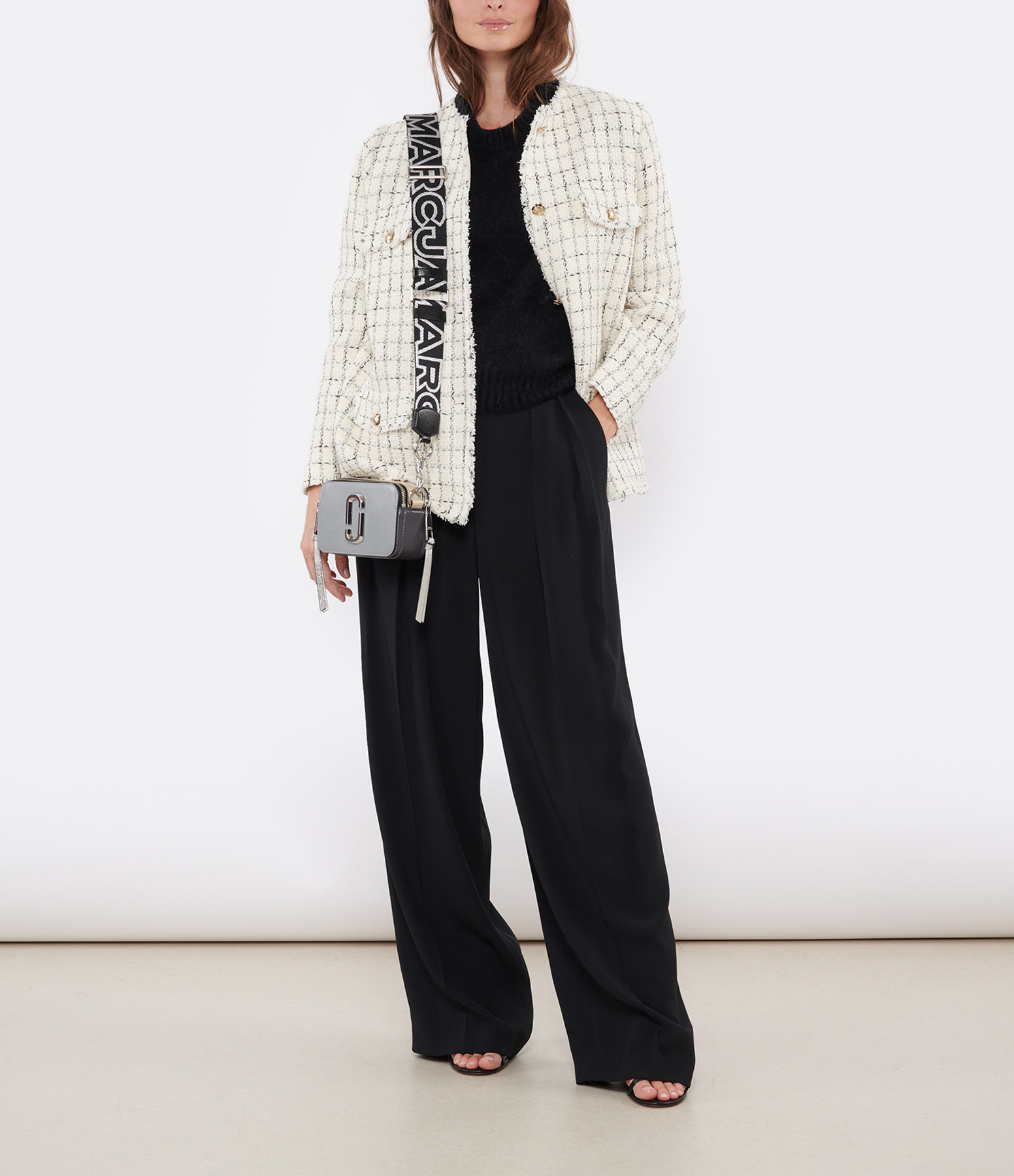 Janet Cotton Checked Jacket – White and Black