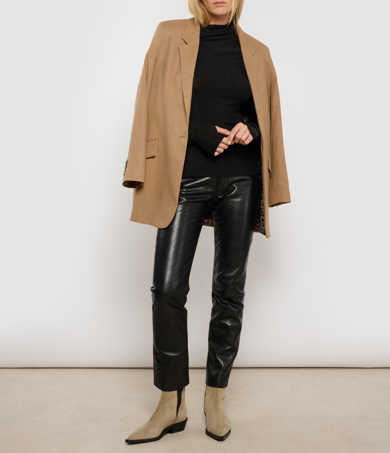 Bruno Black Recycled Leather Trousers