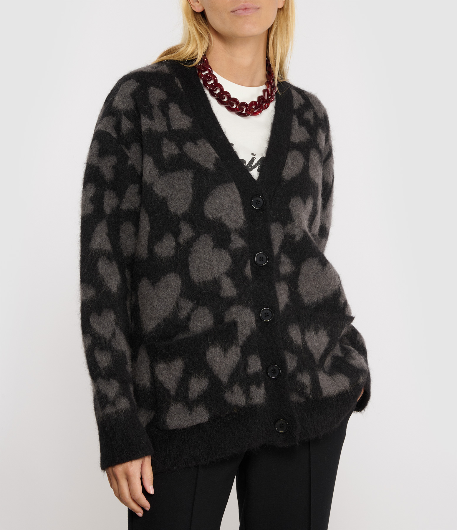 Banks Grey and Black Heart Cardigan