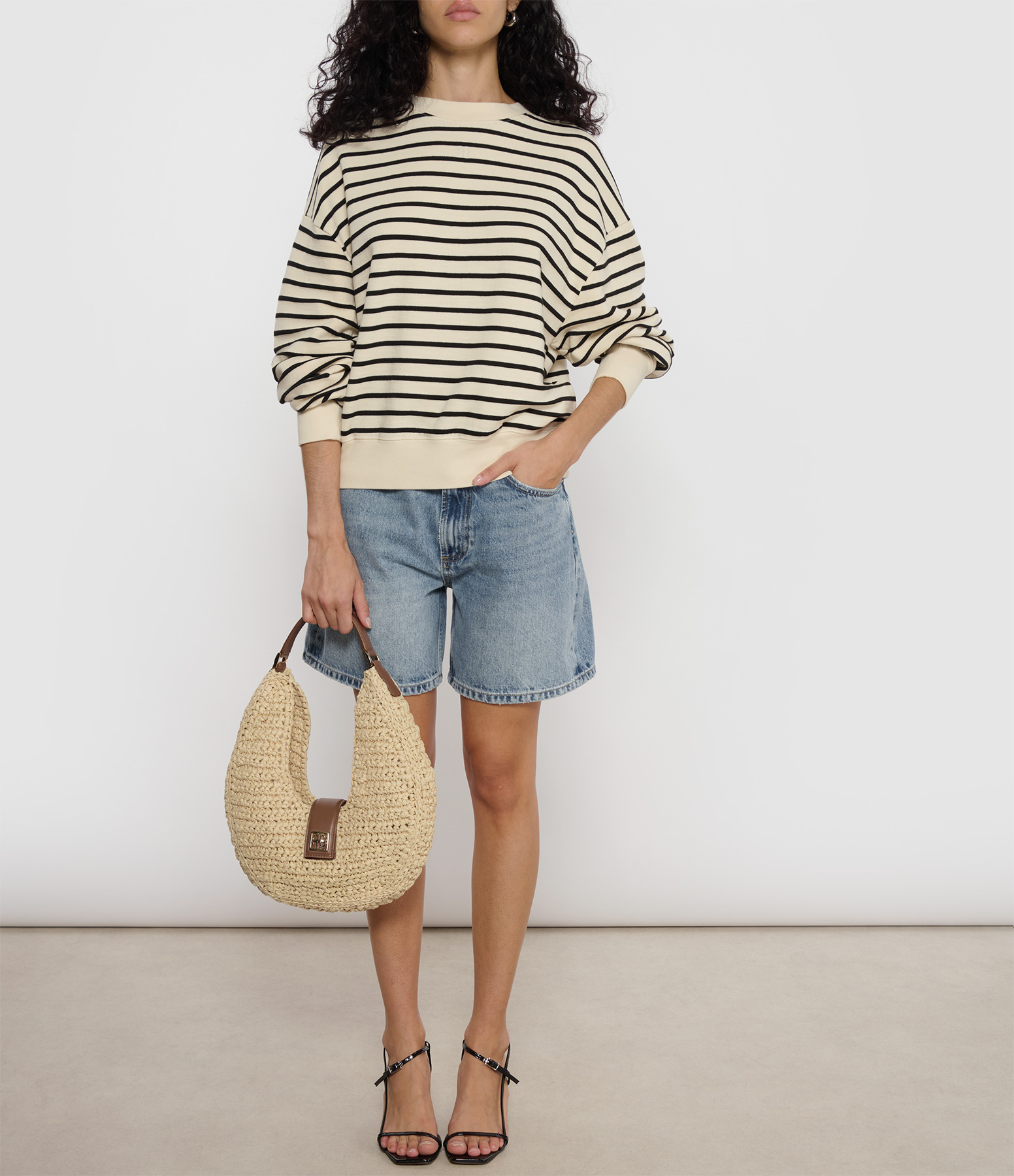 Dean Stripe French Terry Sweatshirt – White/Black