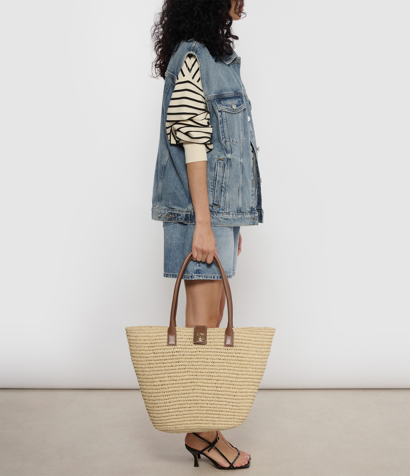 Lou Tote Bag, Monogram Natural with Cognac