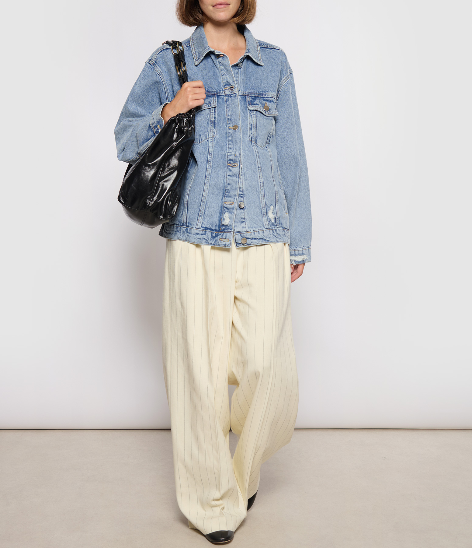 Lou Stripe Cream and Black Trousers