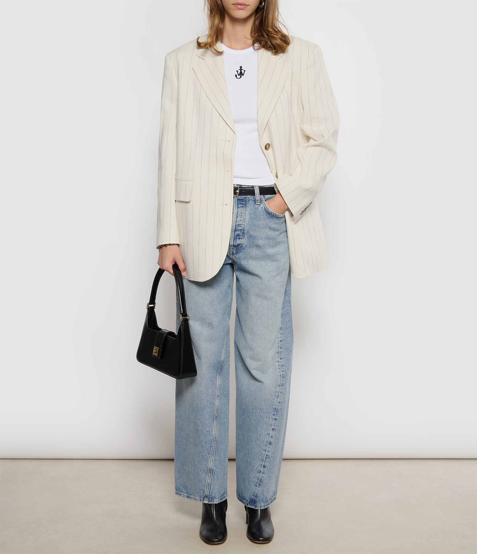 Sara Stripe Cream and Black Blazer