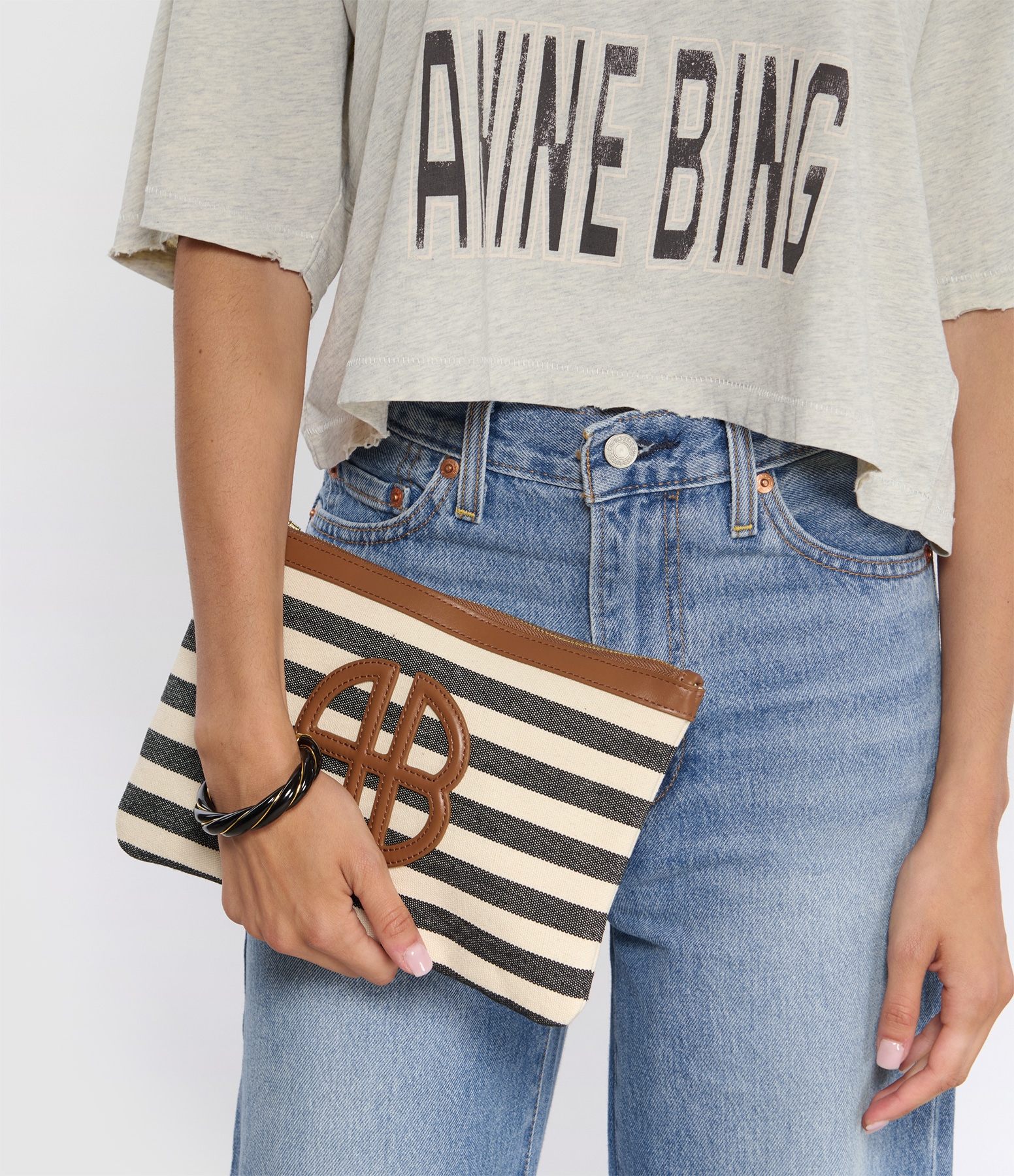 Lili Pouch Stripe Black and Natural