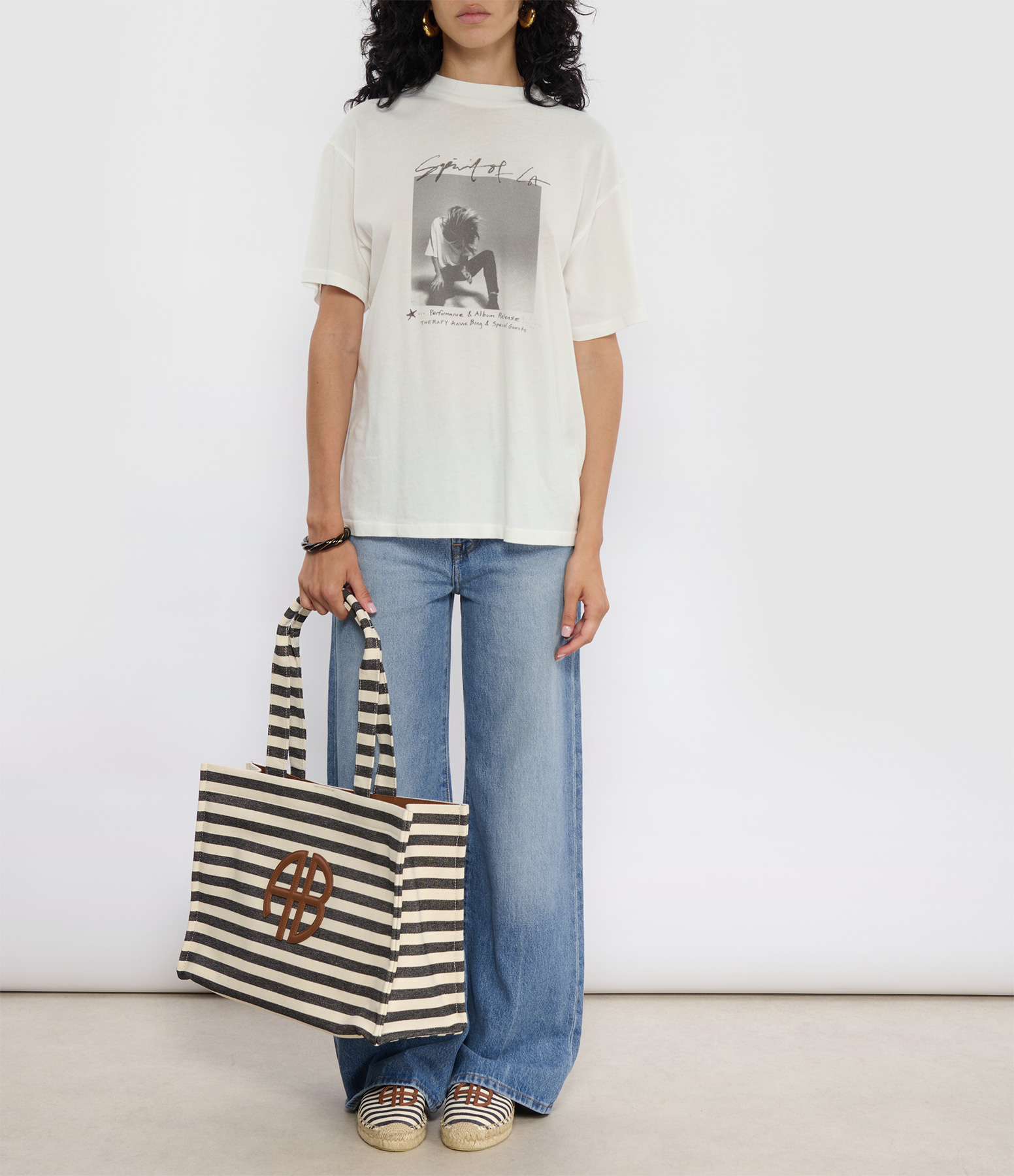Lara Tote Bag – Stripe, Black and Natural
