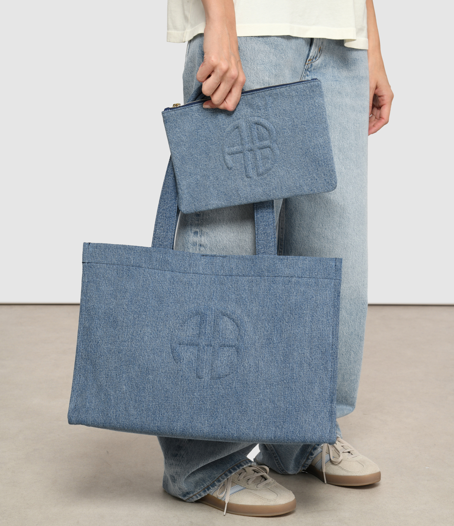 Lara Washed Blue Tote Bag