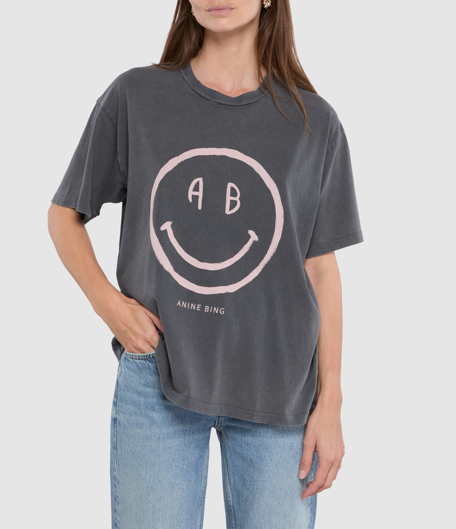 Cade Smiley T-shirt, Washed Grey