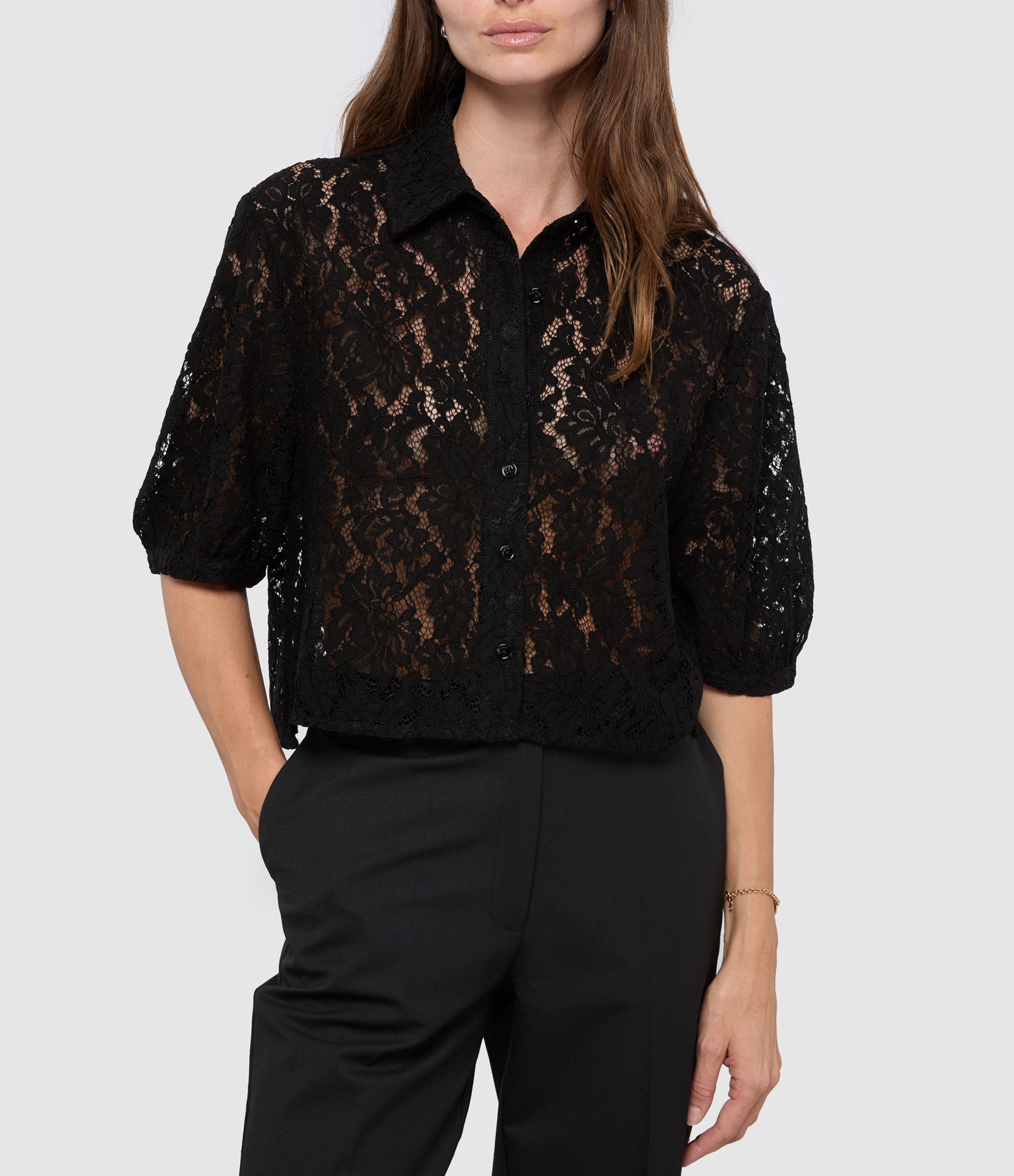 Shayna Black Lace Blouse